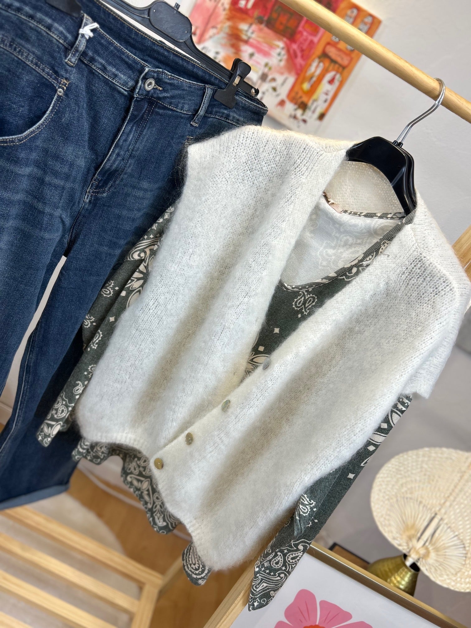 GILET MARION ECRU MOHAIR