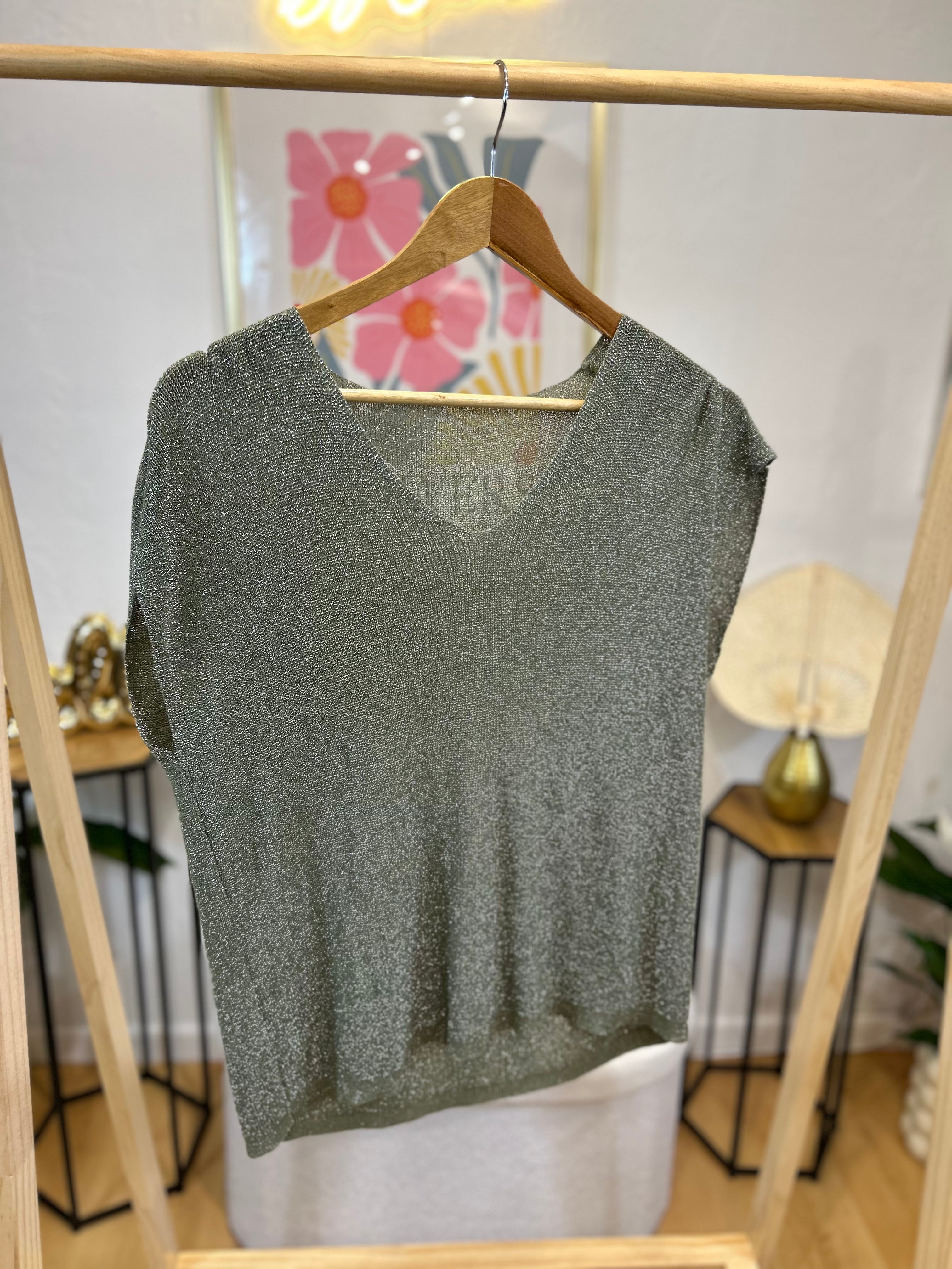 T-SHIRT CANDICE PAILLETTES VERT