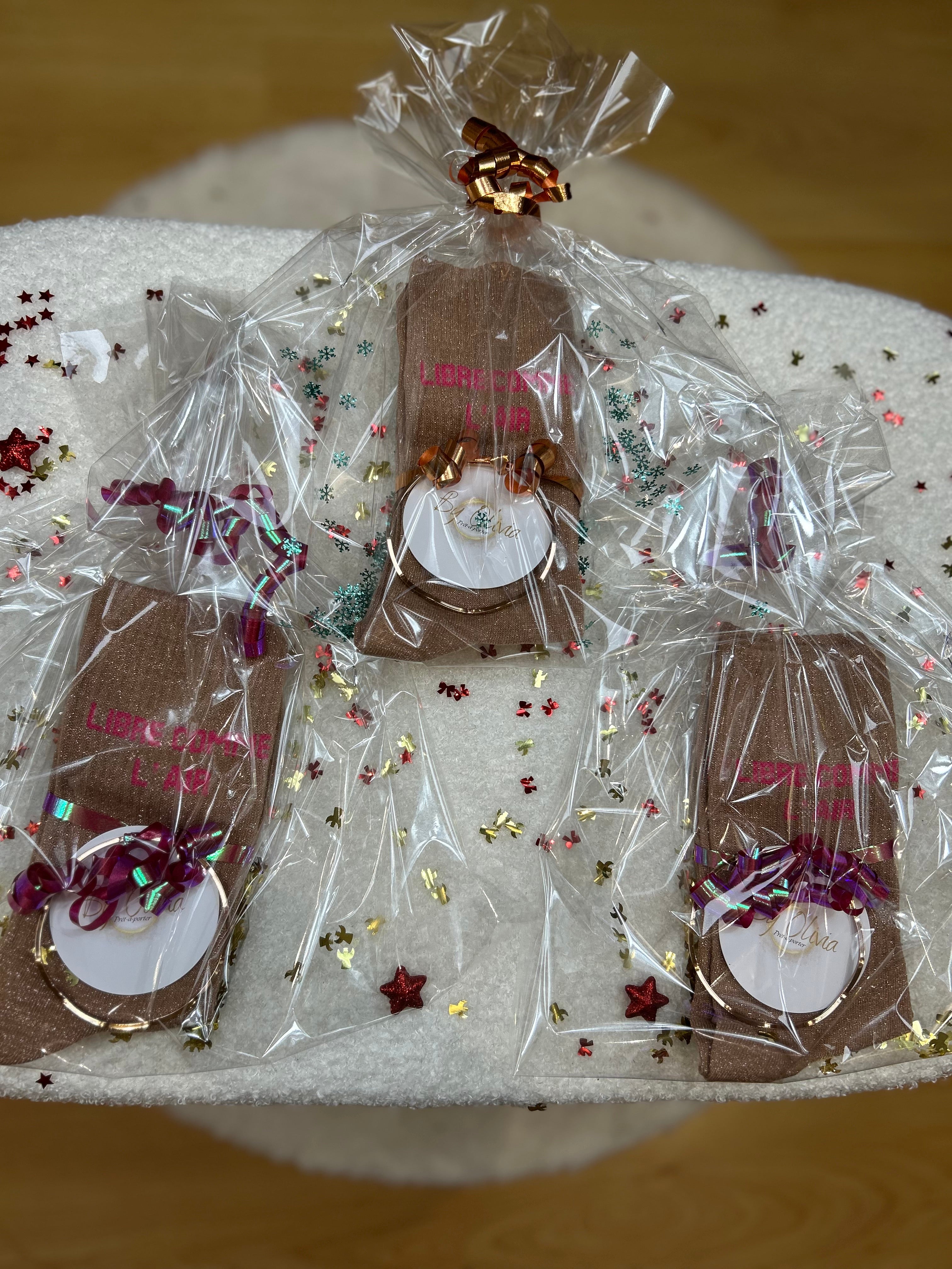 COFFRET NOËL CHAUSSETTES/BRACELET BRONZE ( 2 CADEAUX)