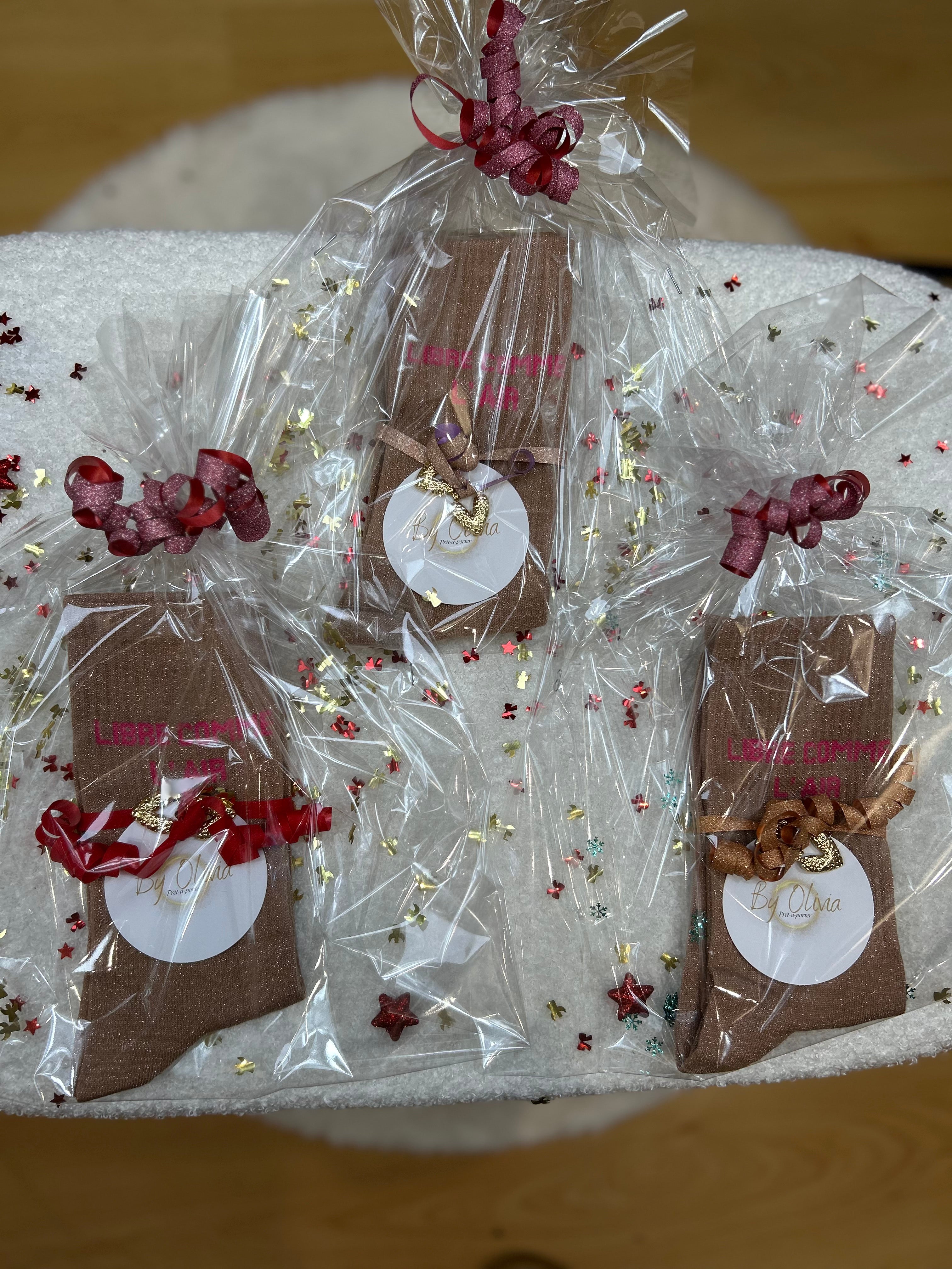 COFFRET NOËL CHAUSSETTES/BOUCLES D'OREILLES (2 CADEAUX)