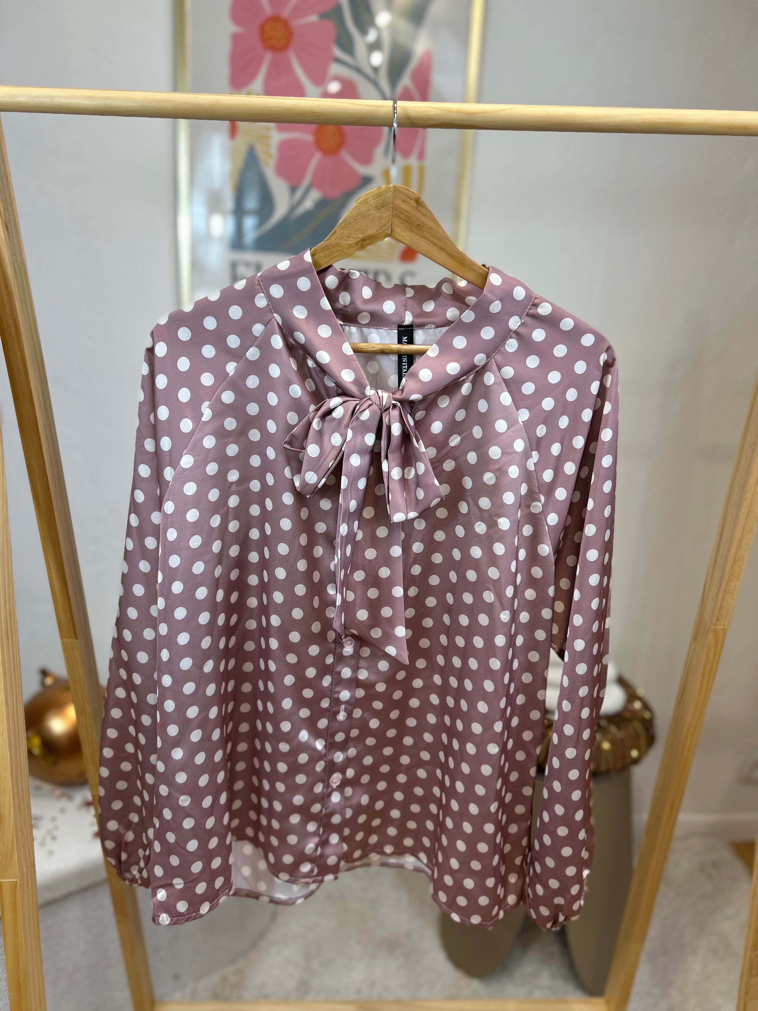 BLOUSE A POIS MAUVE
