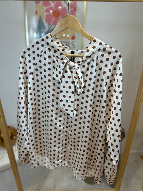 BLOUSE A POIS BEIGE