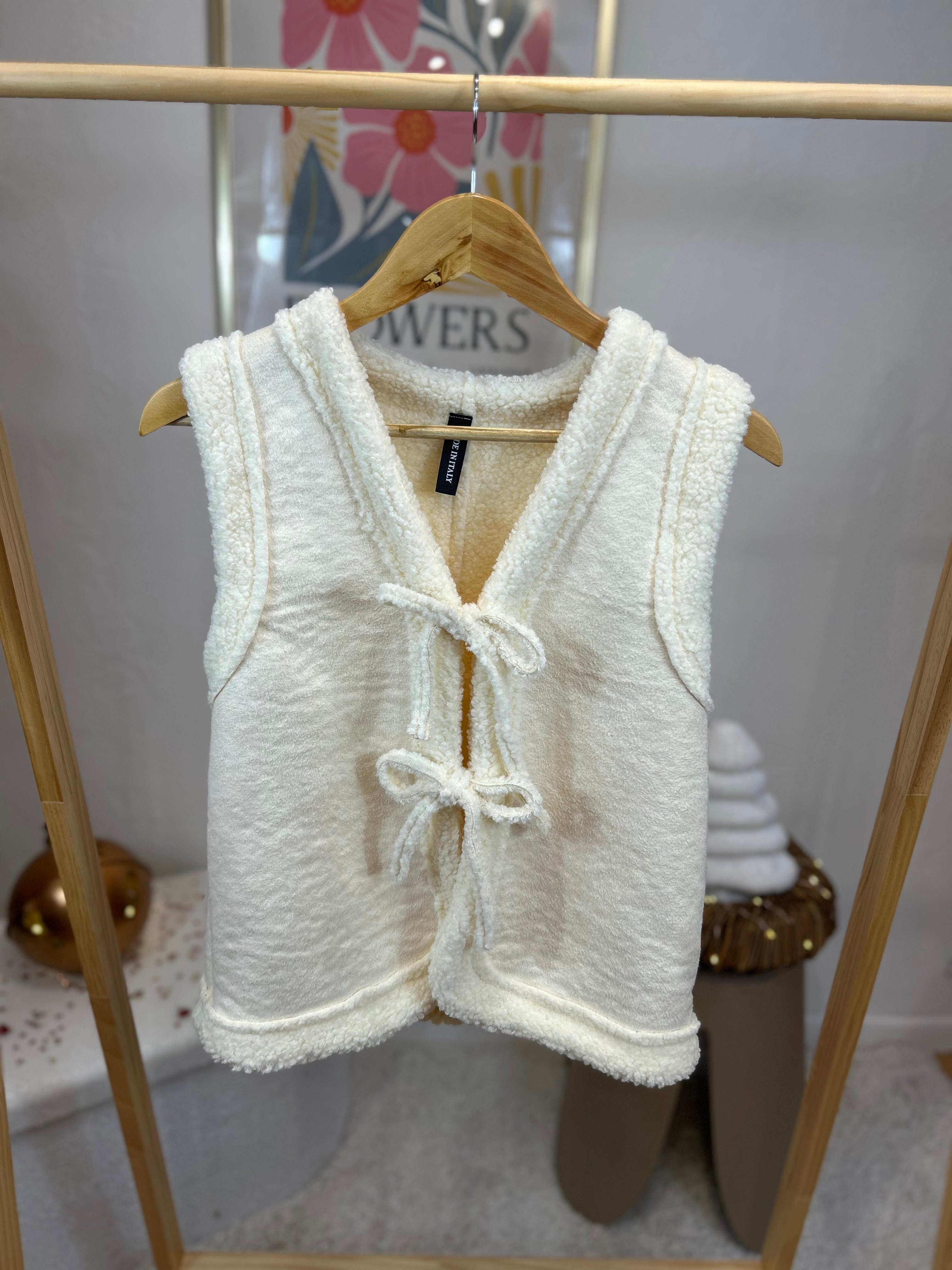 GILET EMY NOEUDS ECRU