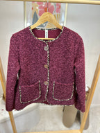 VESTE EN TWEED LEOPARD BORDEAUX
