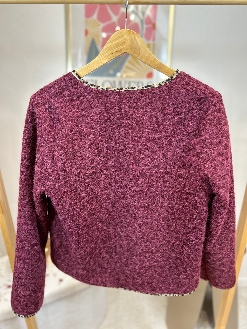 VESTE EN TWEED LEOPARD BORDEAUX