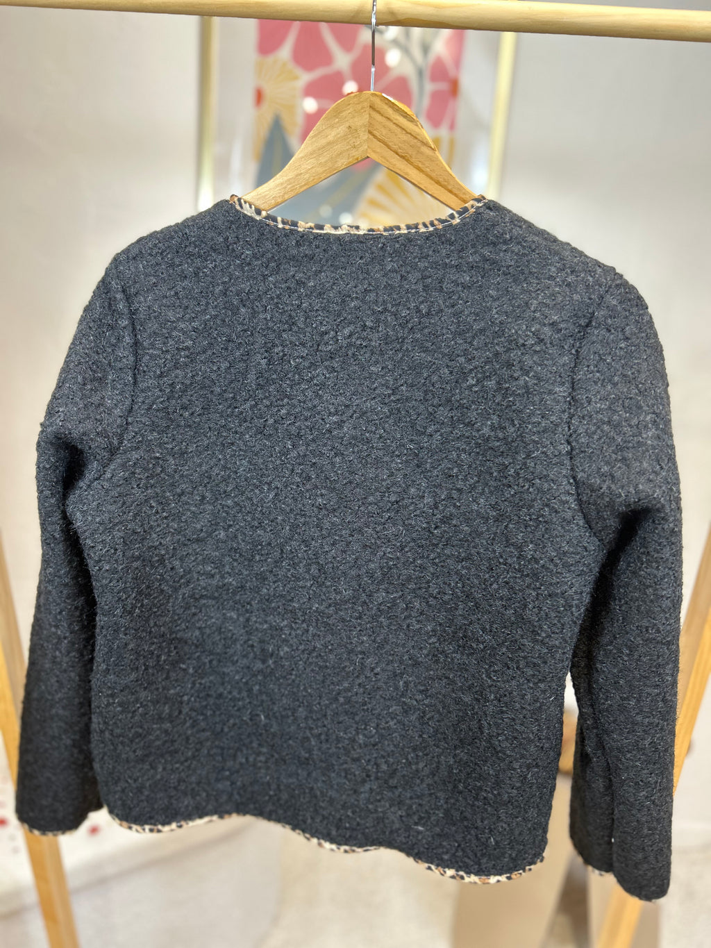 VESTE EN TWEED LEOPARD NOIR