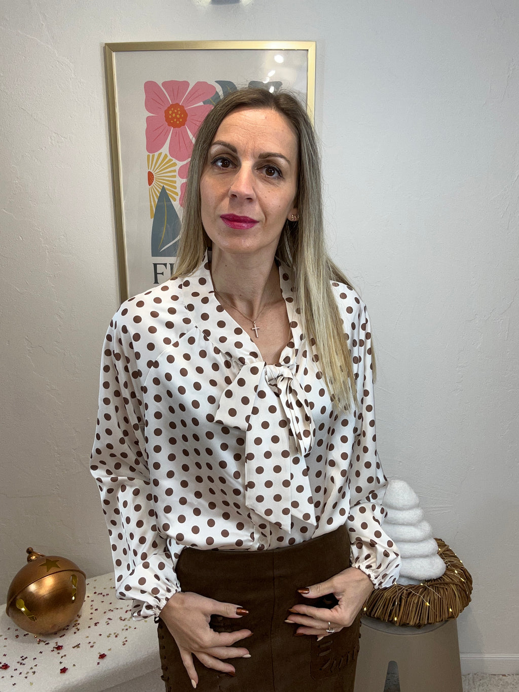 BLOUSE A POIS IVOIRE