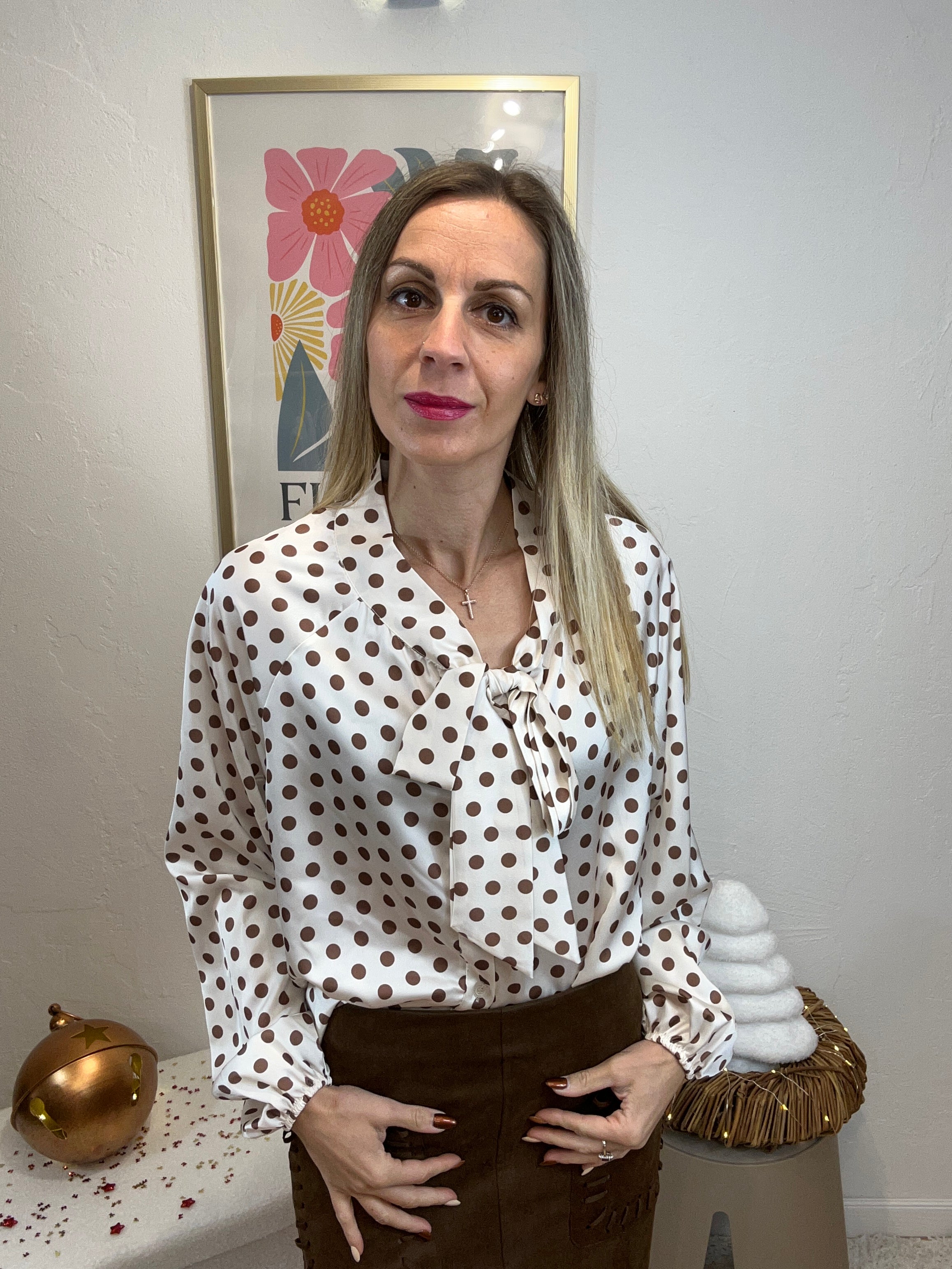 BLOUSE A POIS IVOIRE