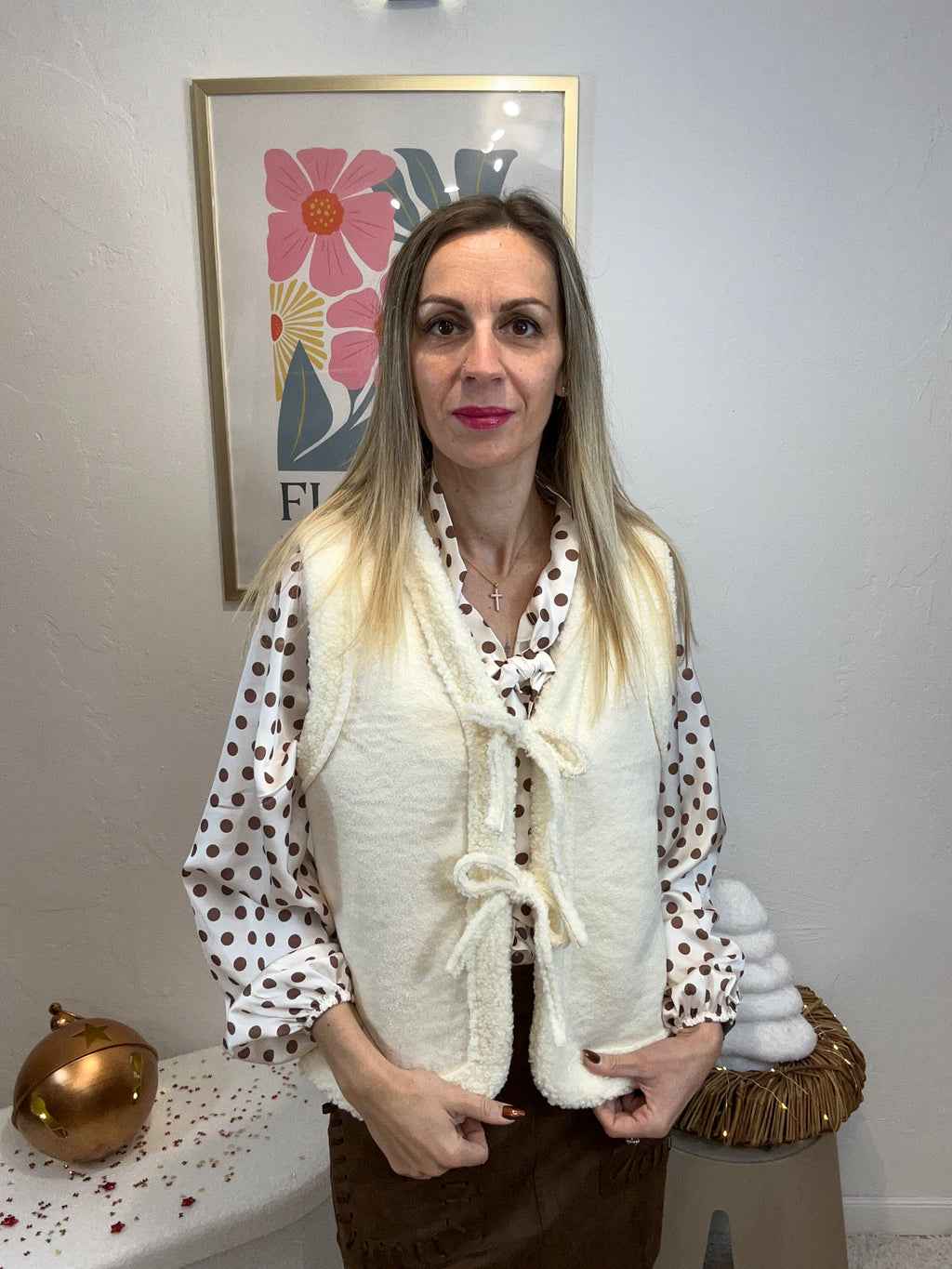 BLOUSE A POIS IVOIRE