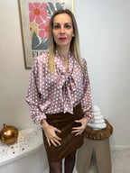BLOUSE A POIS MAUVE