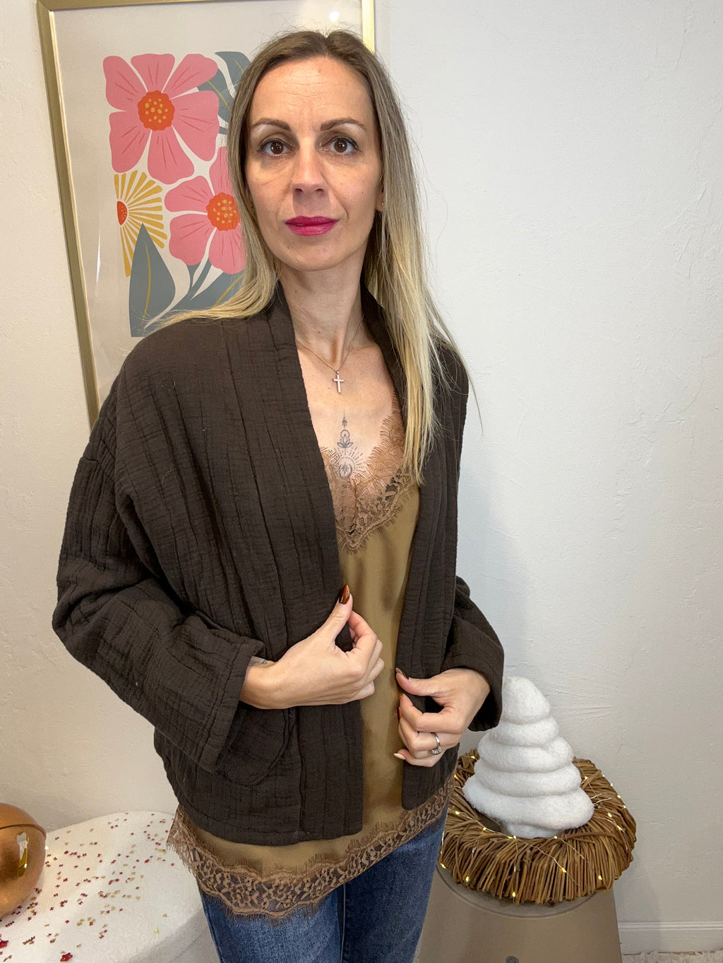 BLOUSE FLEUR CHOCOLAT