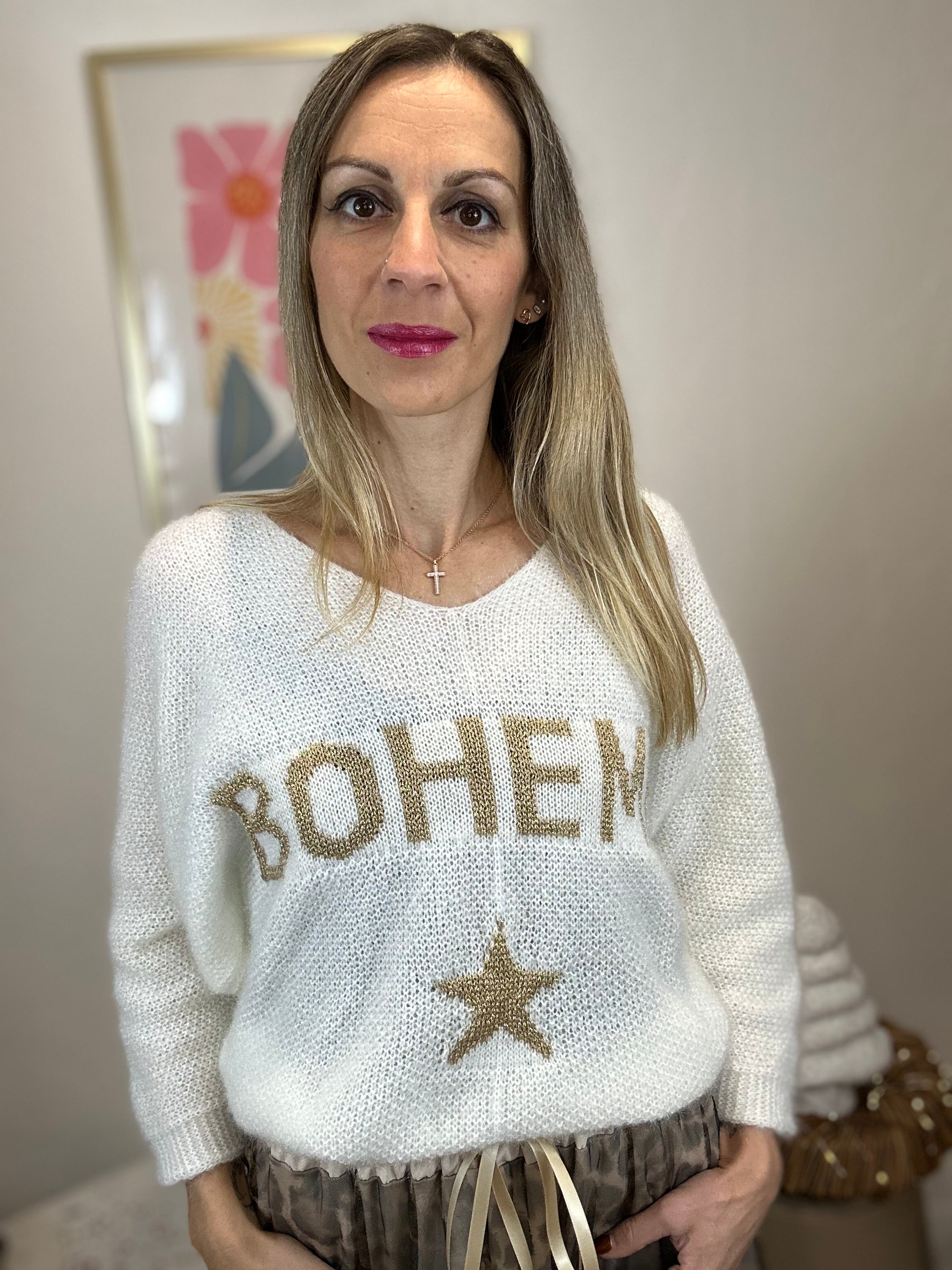 PULL BOHEME BLANC