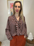 BLOUSE A POIS MARRON
