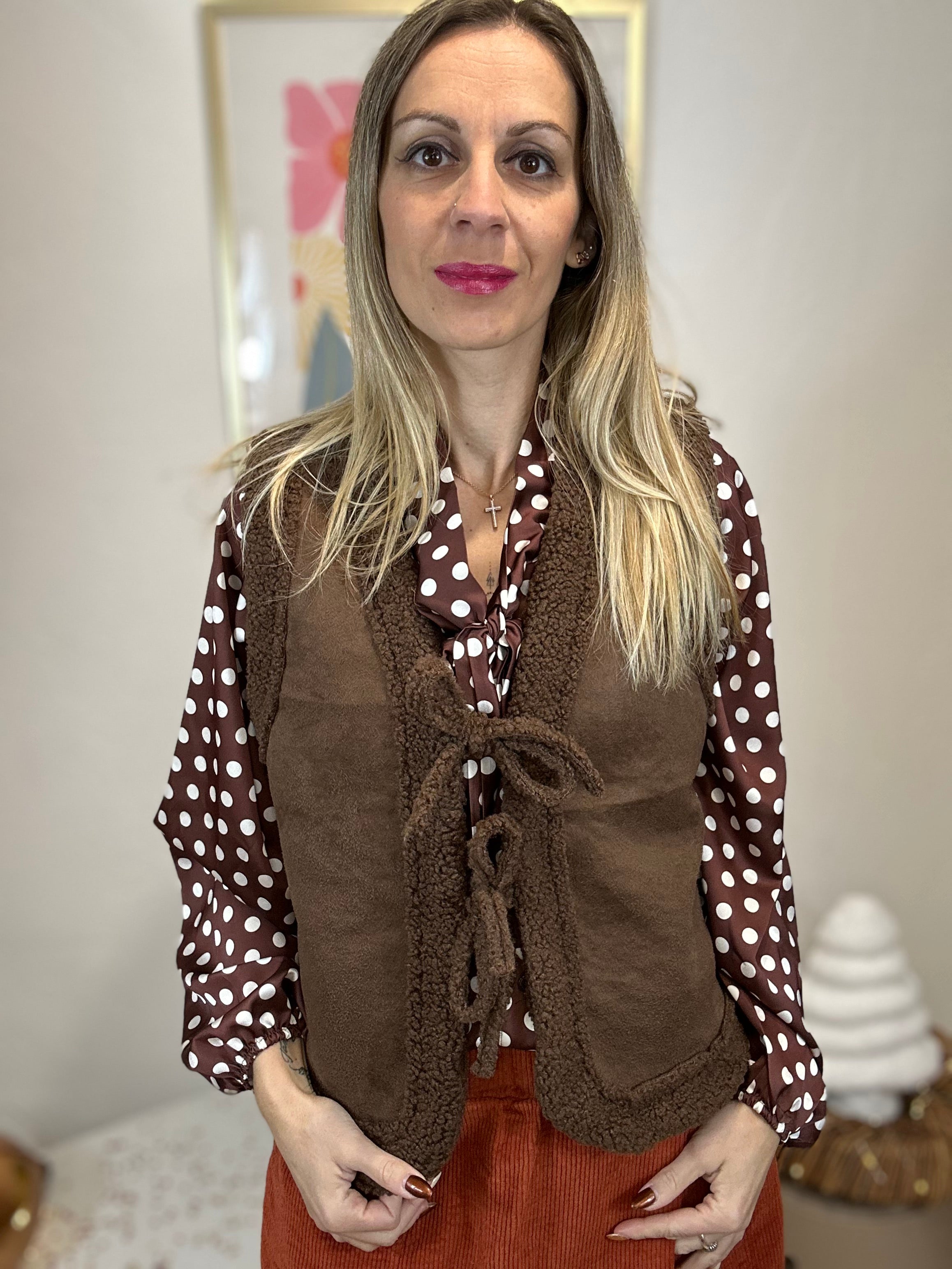 GILET EMY NOEUDS MARRON