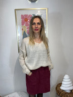 PULL COL V LISA IVOIRE