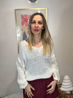 PULL COL V LISA BLANC