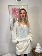 JUPE SHORT VELOURS AMEL ECRU