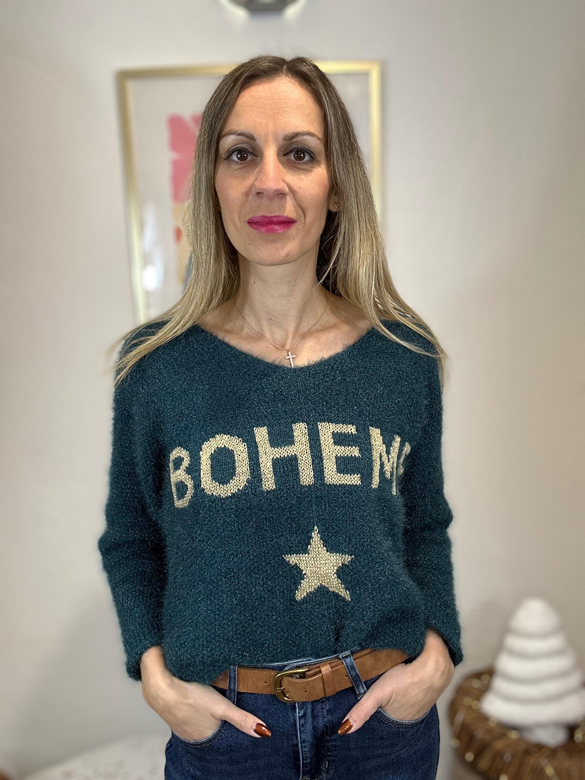 PULL BOHEME BLEU