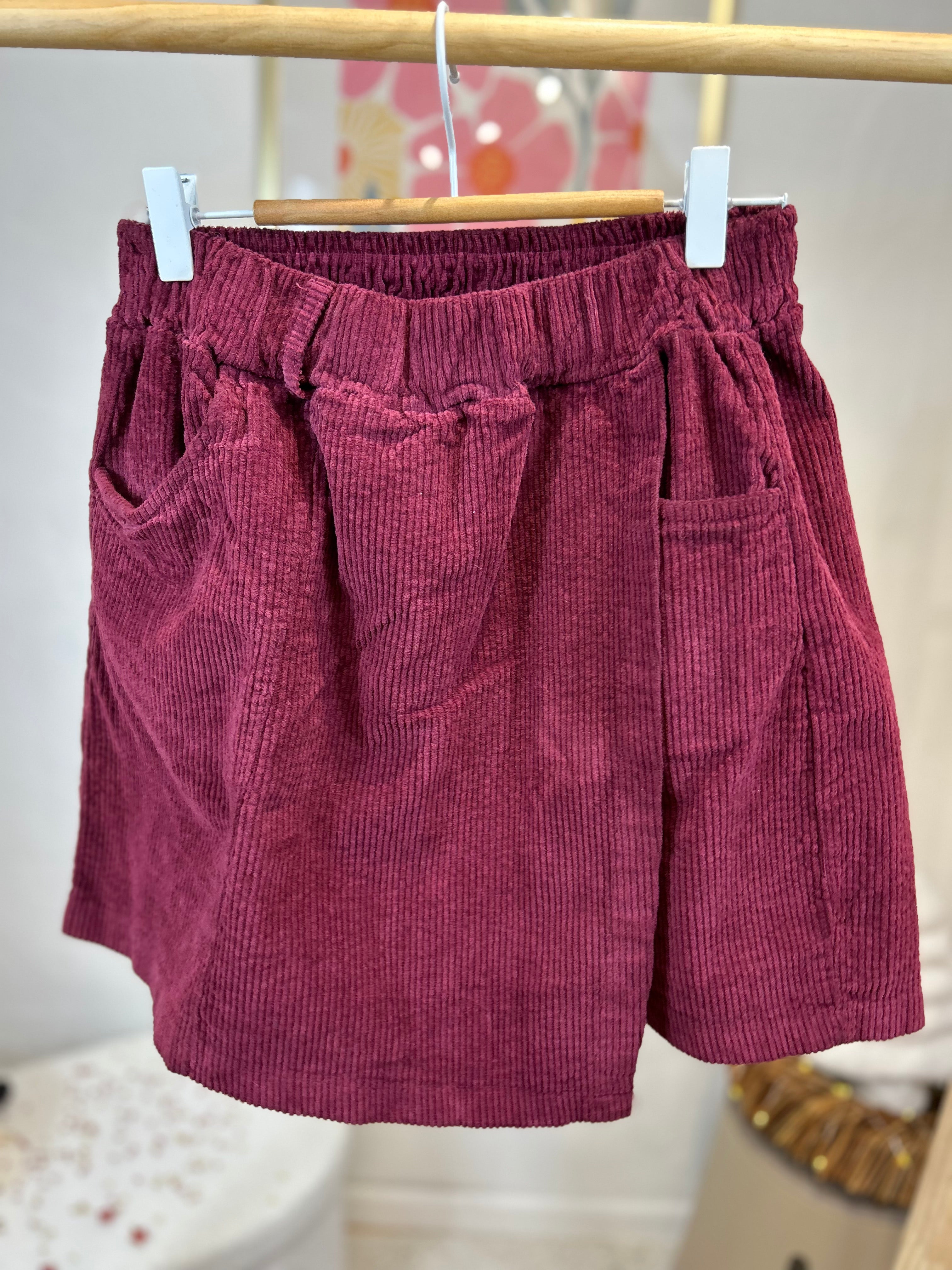 JUPE SHORT VELOURS BORDEAUX AMEL
