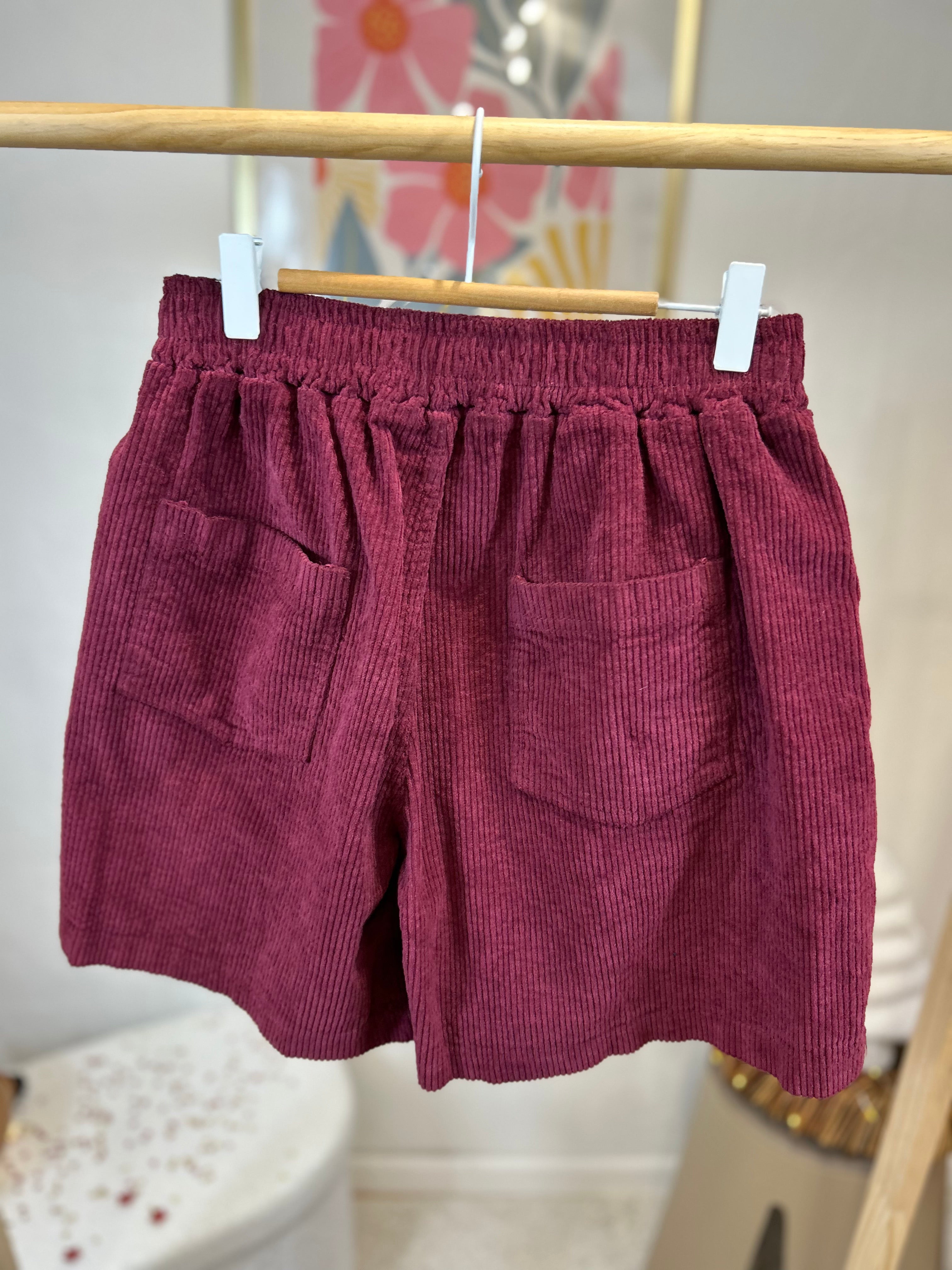 JUPE SHORT VELOURS BORDEAUX AMEL