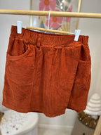 JUPE SHORT VELOURS AMEL BRIQUE