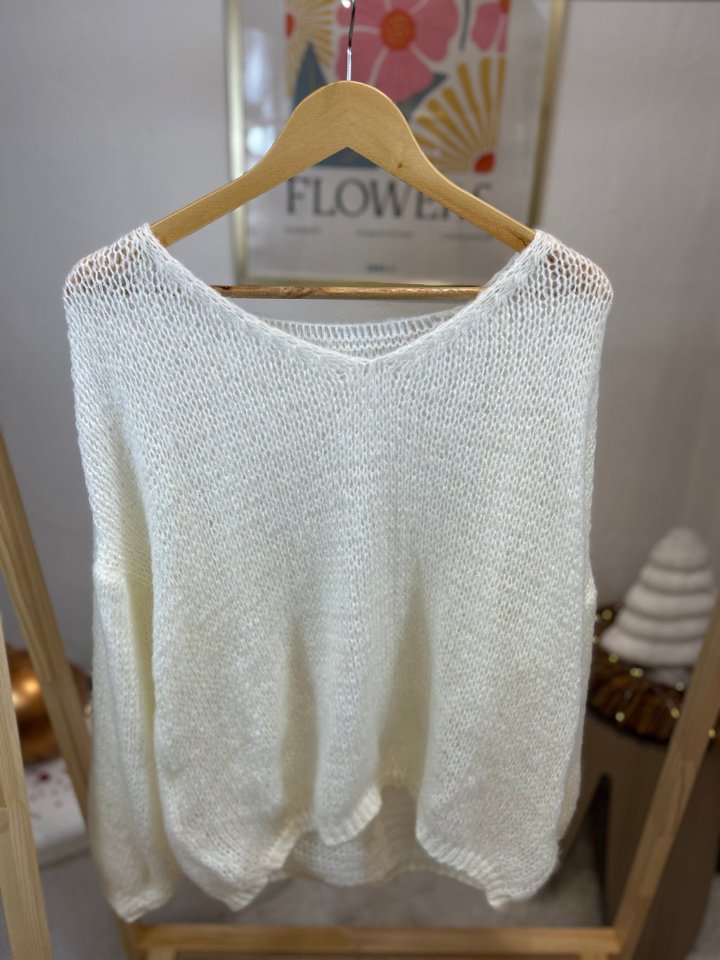 PULL COL V LISA BLANC