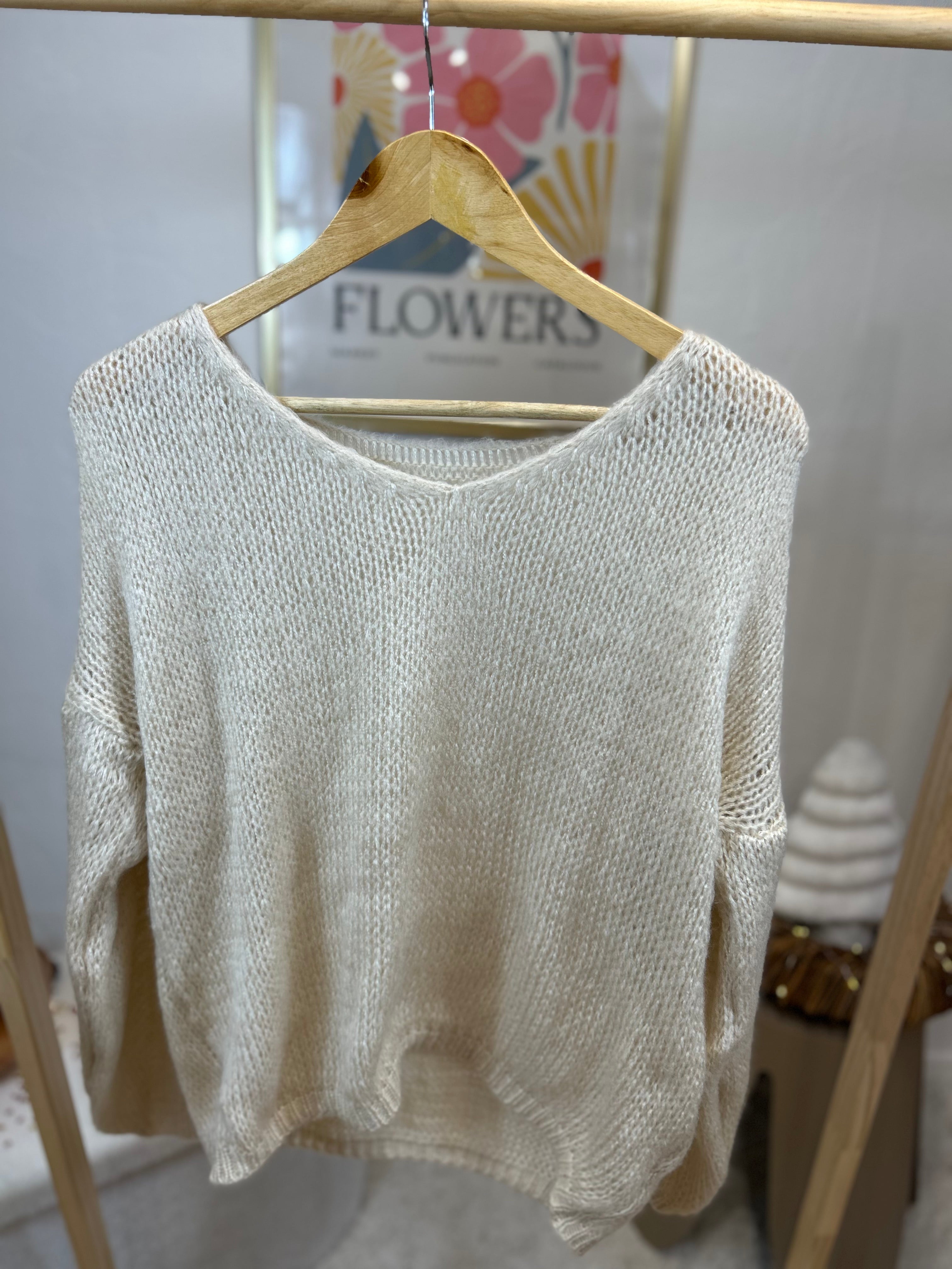 PULL COL V LISA IVOIRE