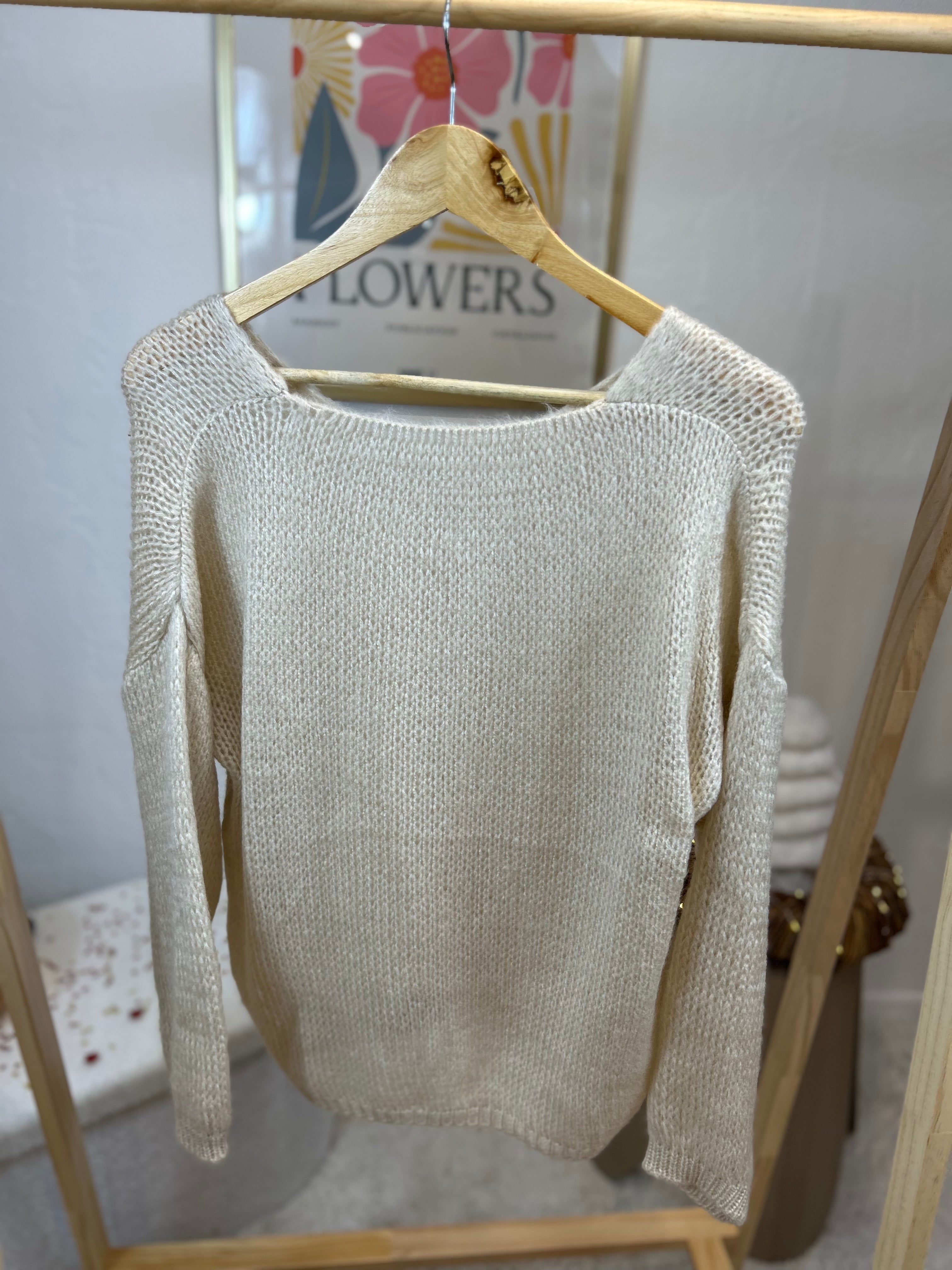 PULL COL V LISA IVOIRE