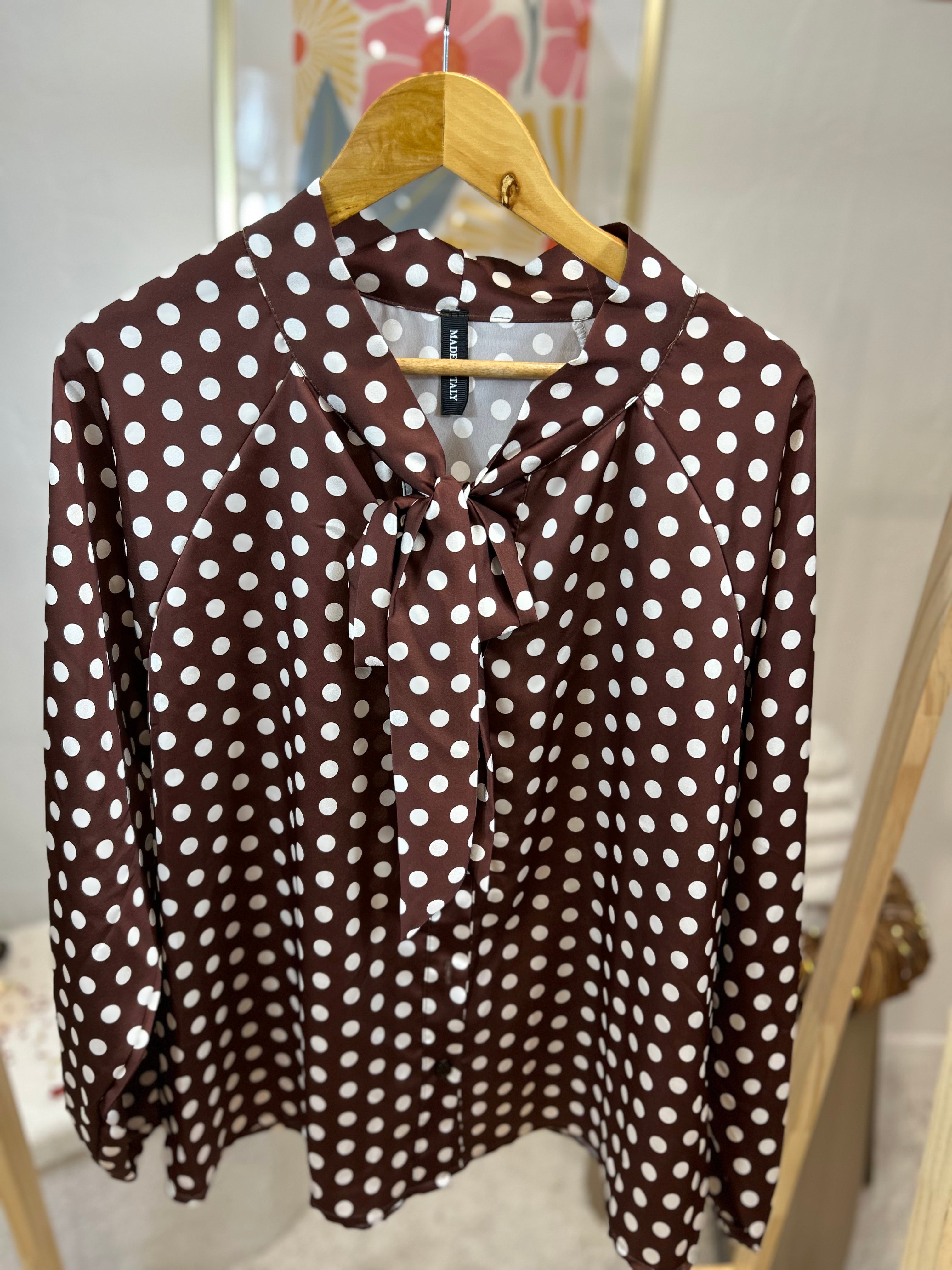 BLOUSE A POIS MARRON