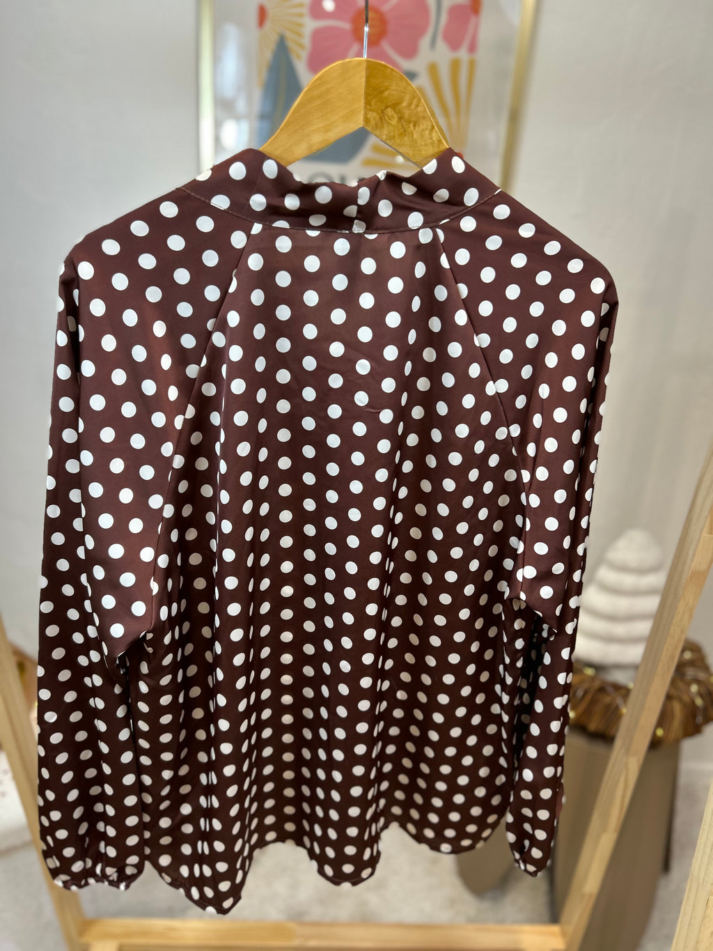 BLOUSE A POIS MARRON