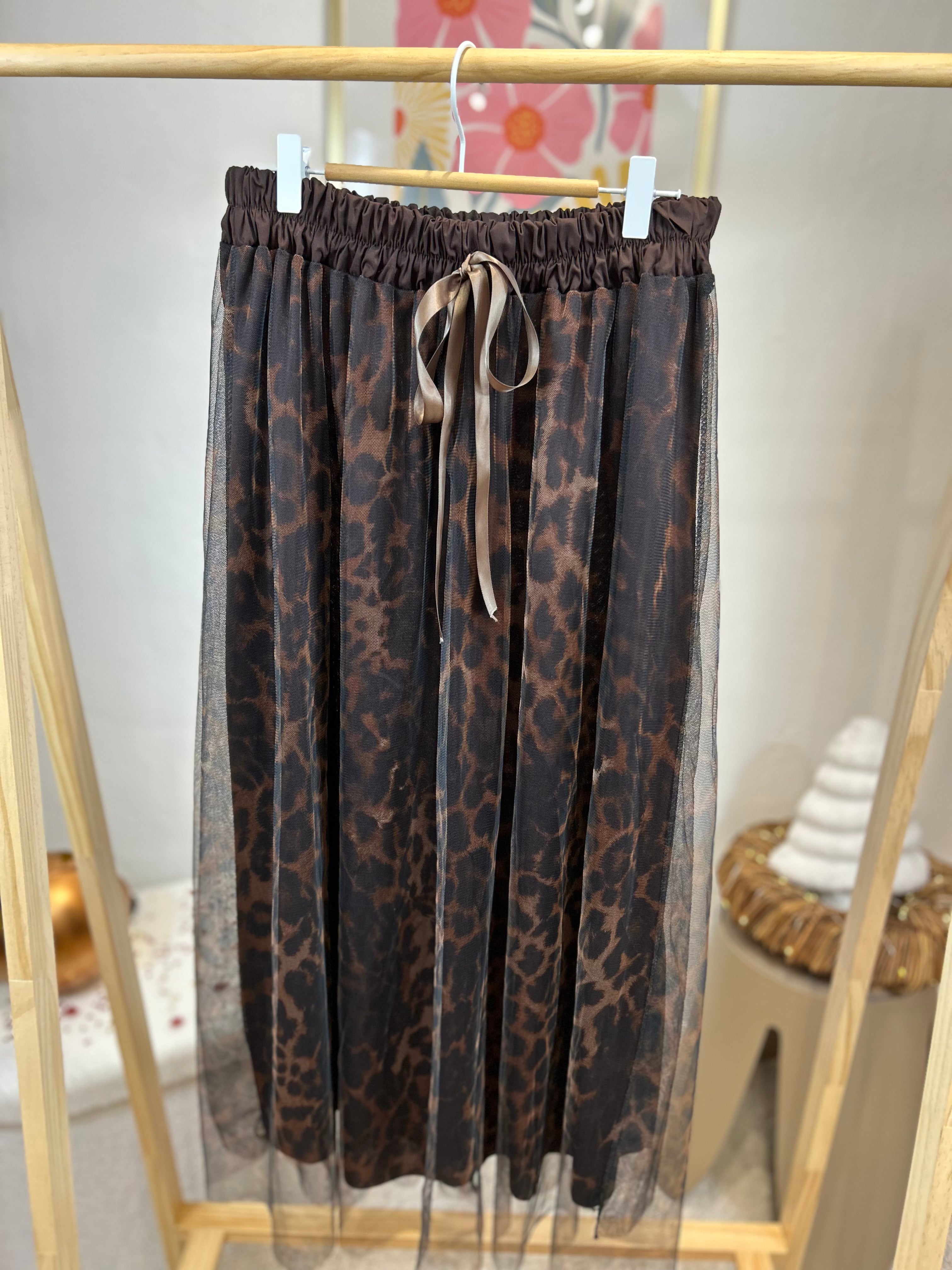 JUPE LEOPARD MARRON