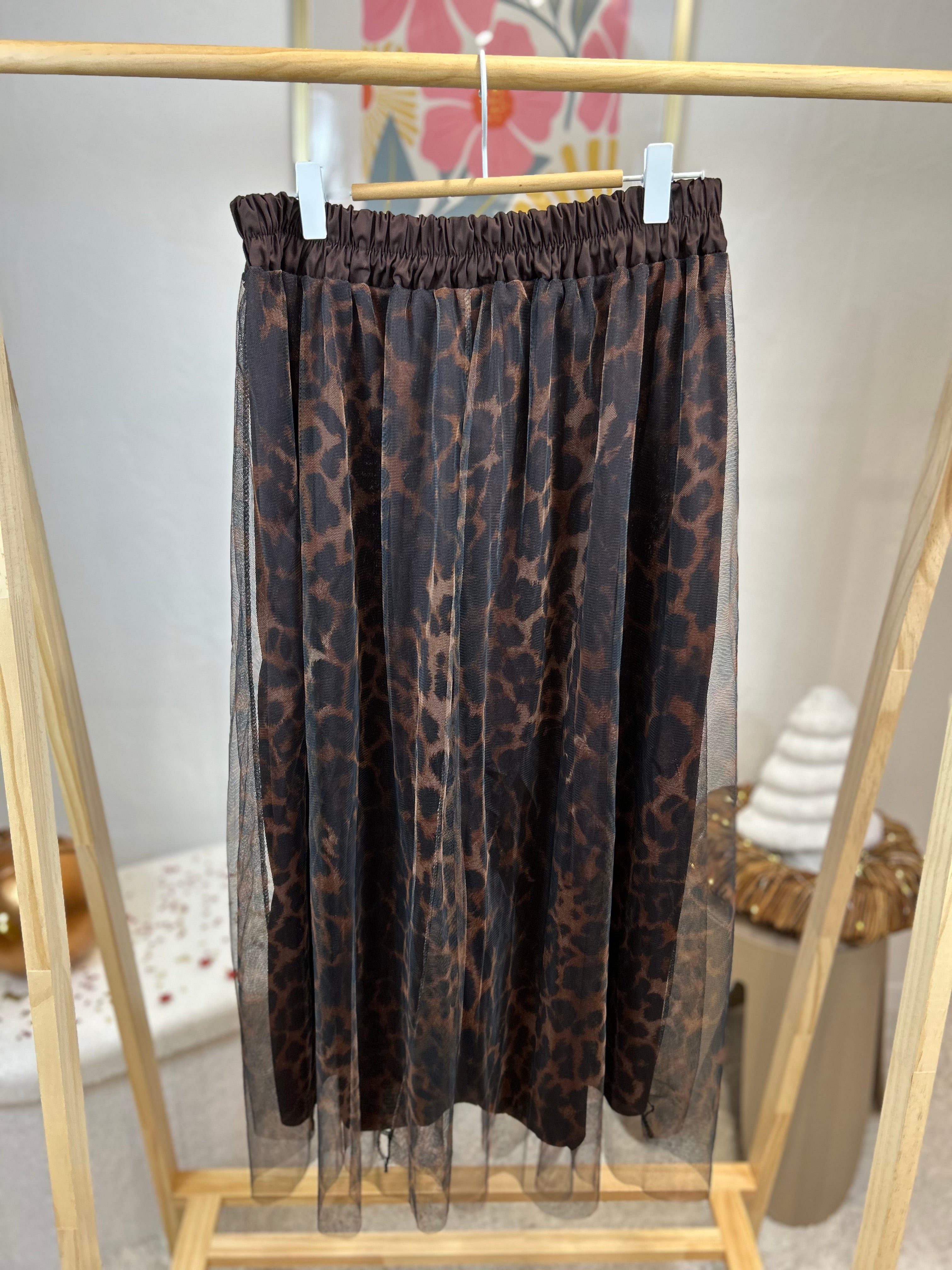 JUPE LEOPARD MARRON