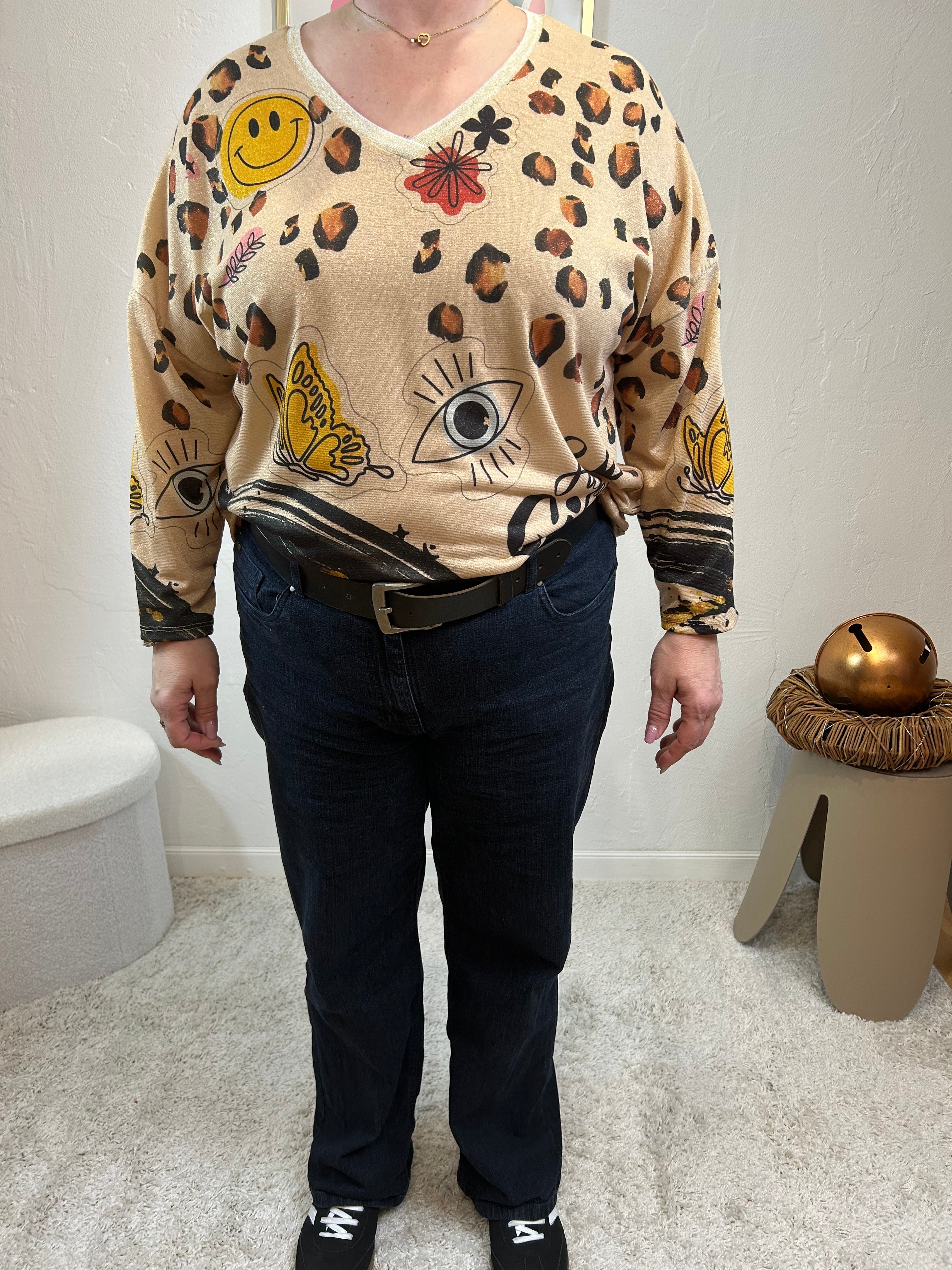 T-SHIRT "GIRL" GRACIEUSES COGNAC