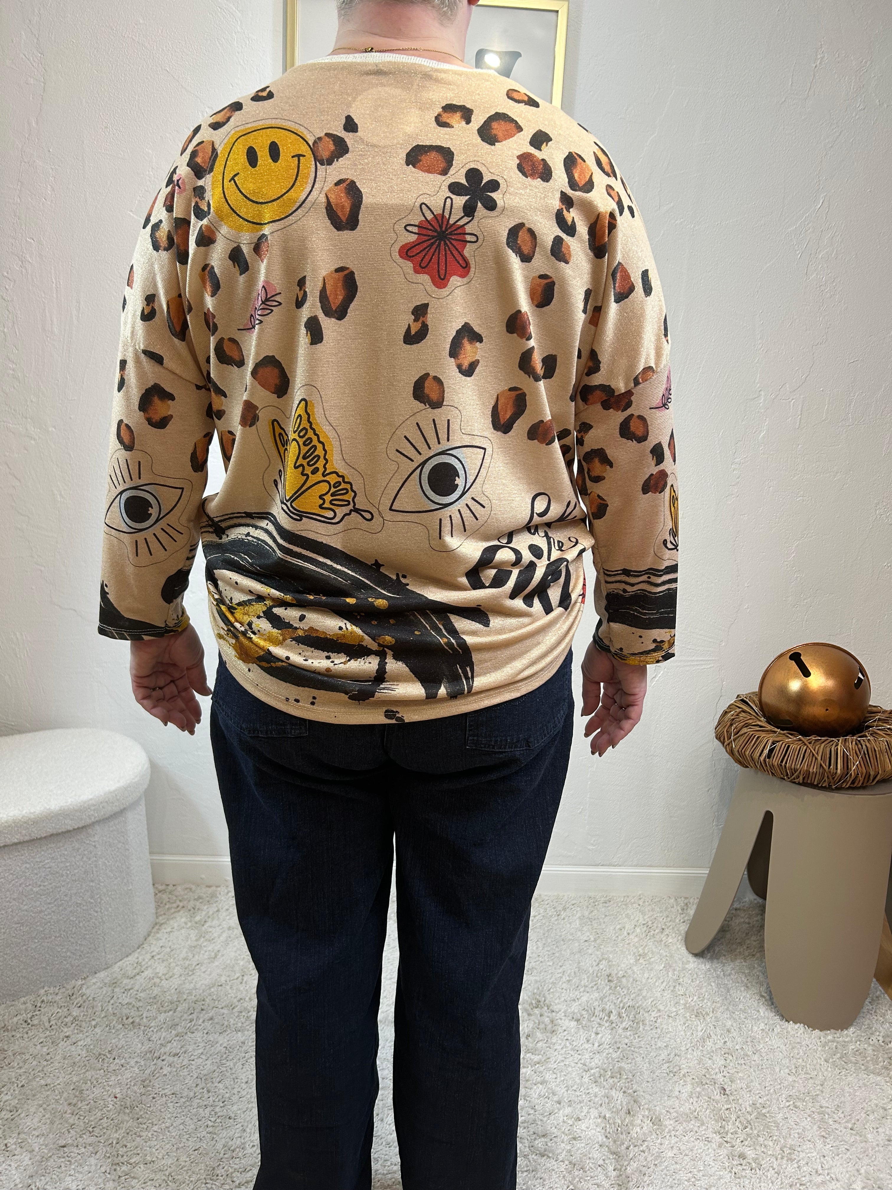 T-SHIRT "GIRL" GRACIEUSES COGNAC