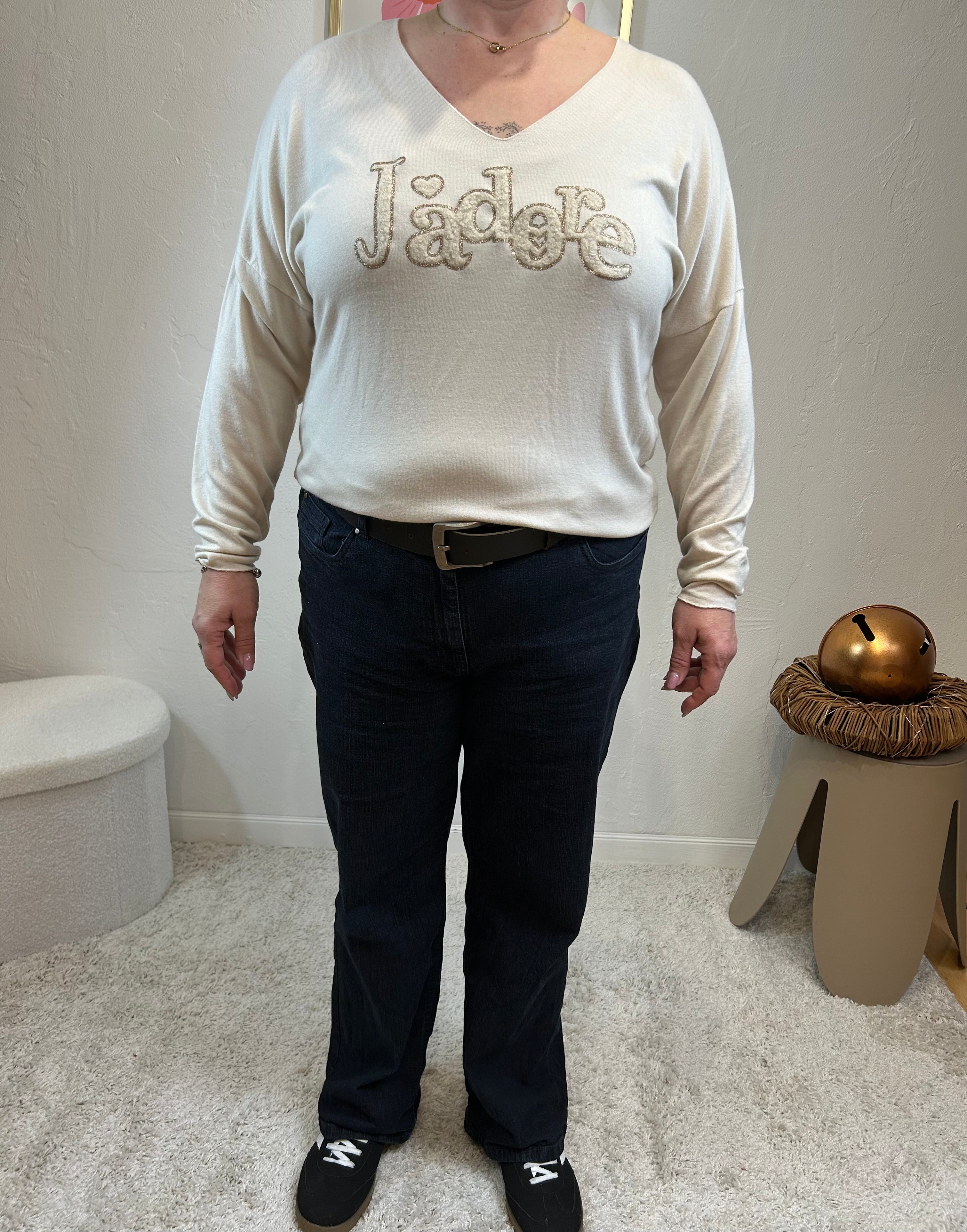 PULL "J'ADORE" ECRU GRACIEUSES