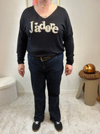 PULL "J'ADORE" NOIR GRACIEUSES