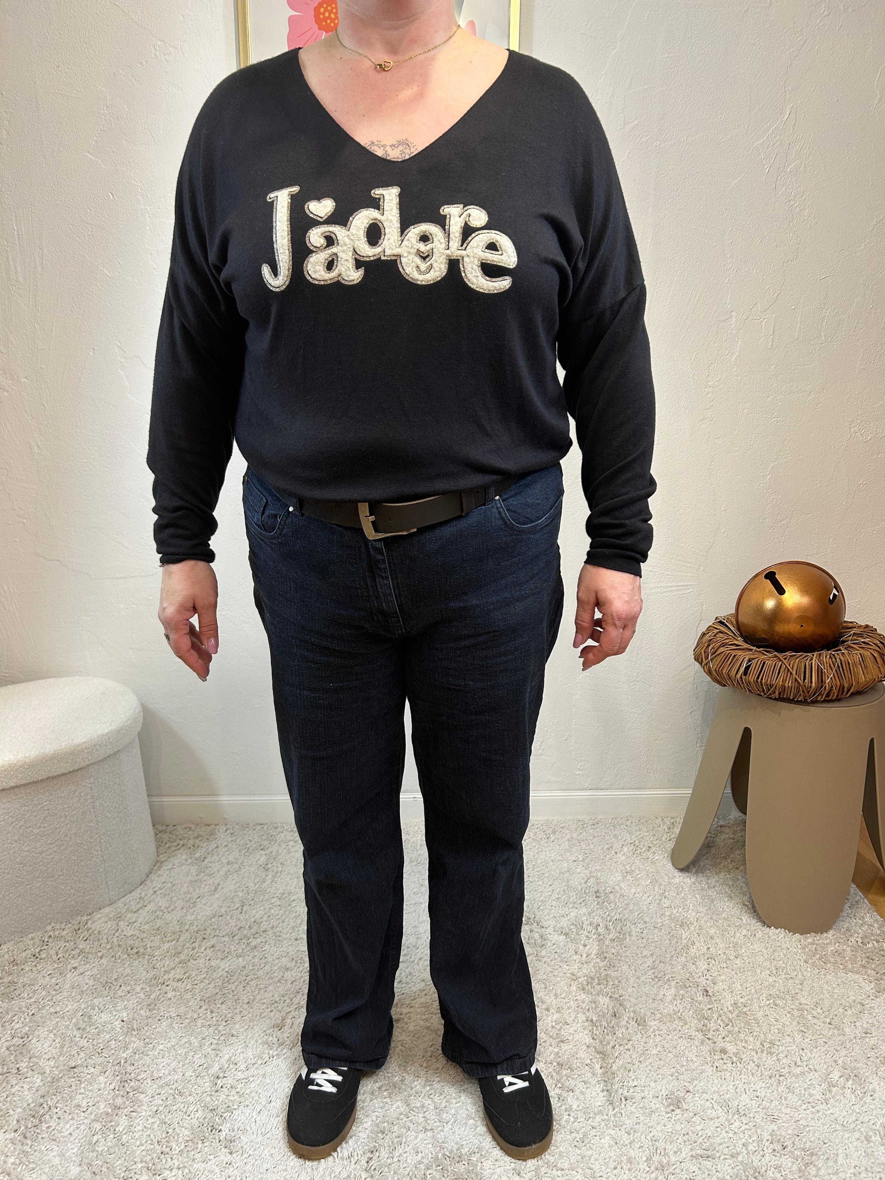PULL "J'ADORE" NOIR GRACIEUSES