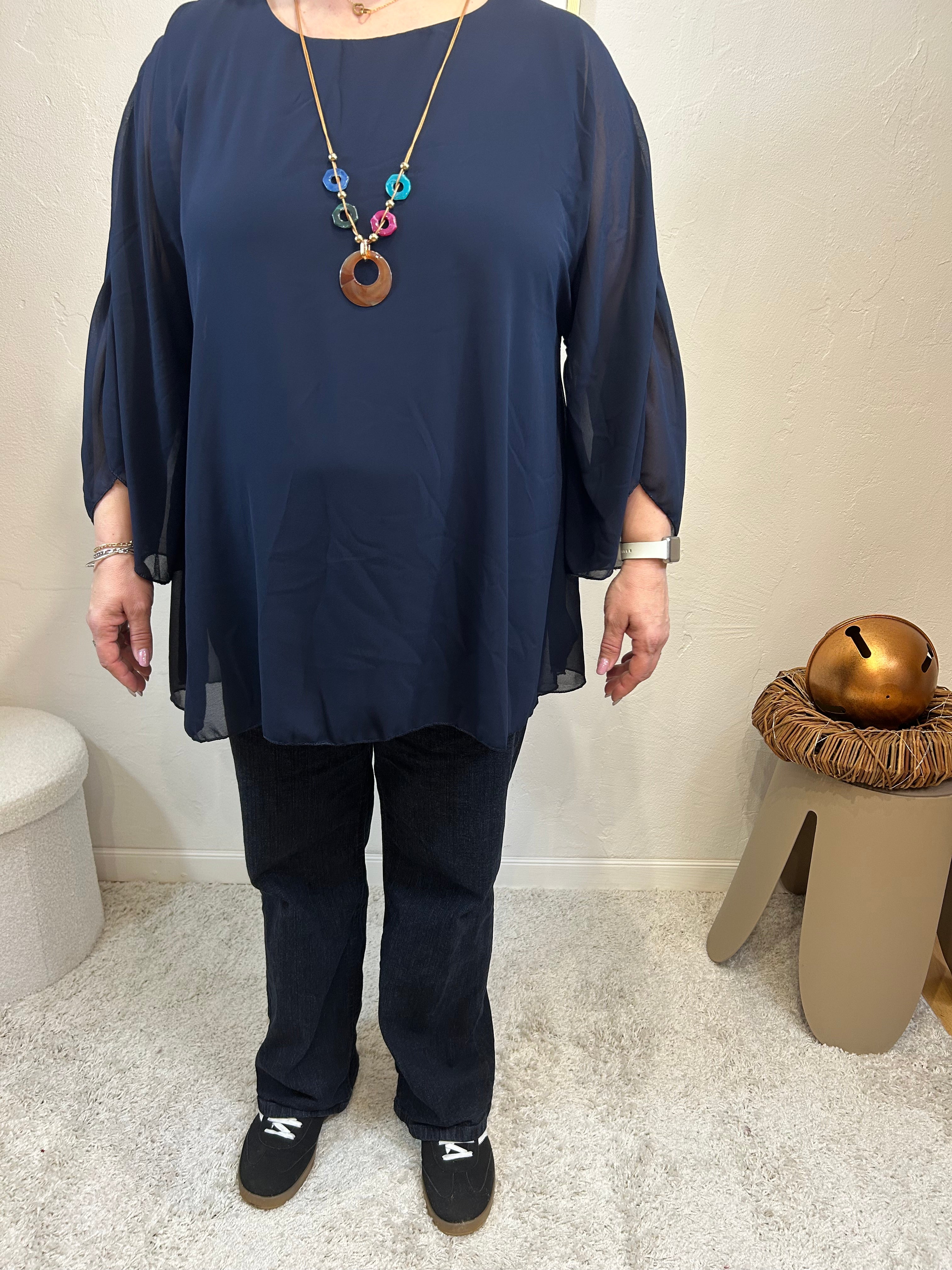 BLOUSE VICTORIA BLEU MARINE GRACIEUSES