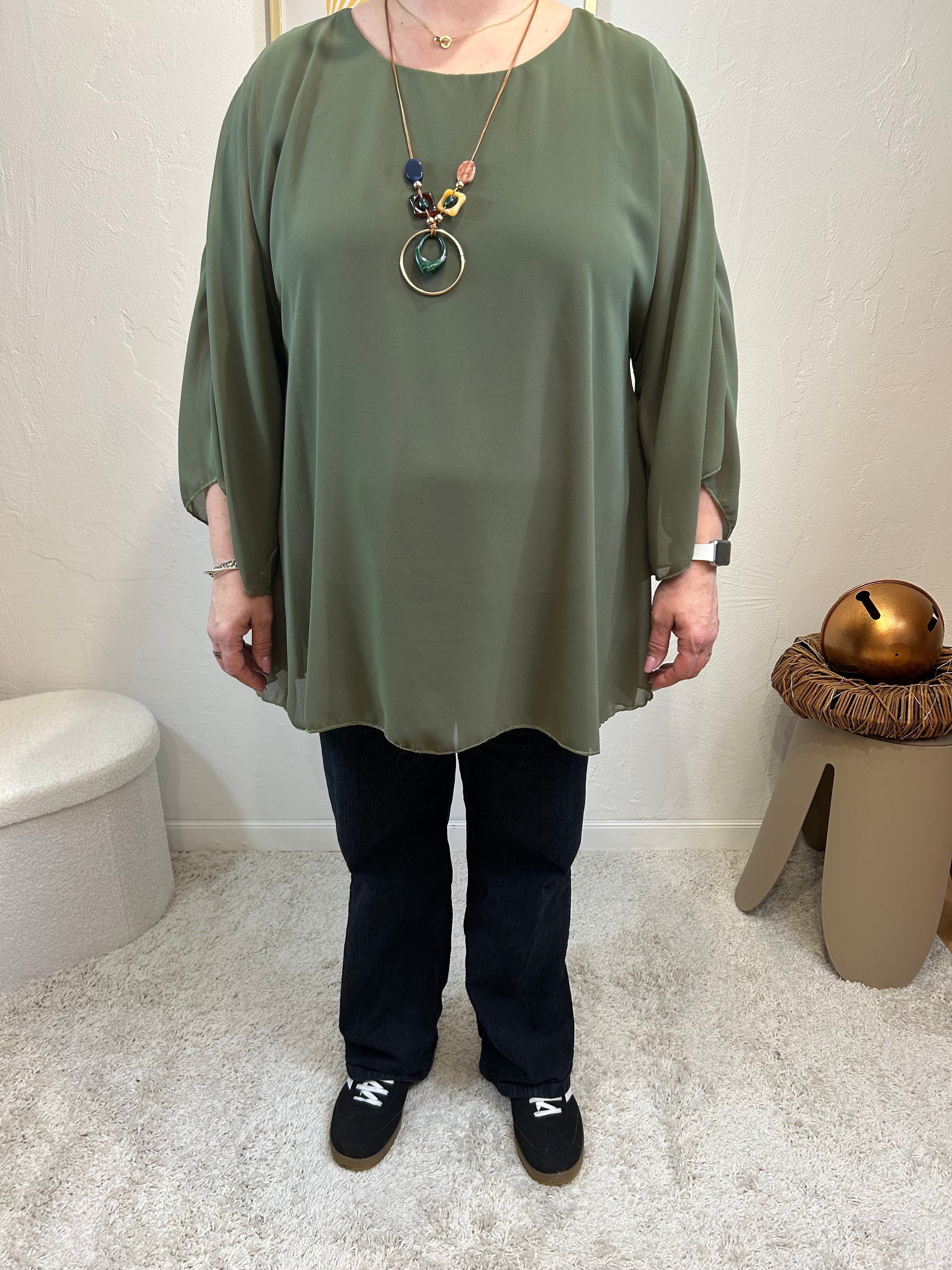 BLOUSE VICTORIA KAKI GRACIEUSES