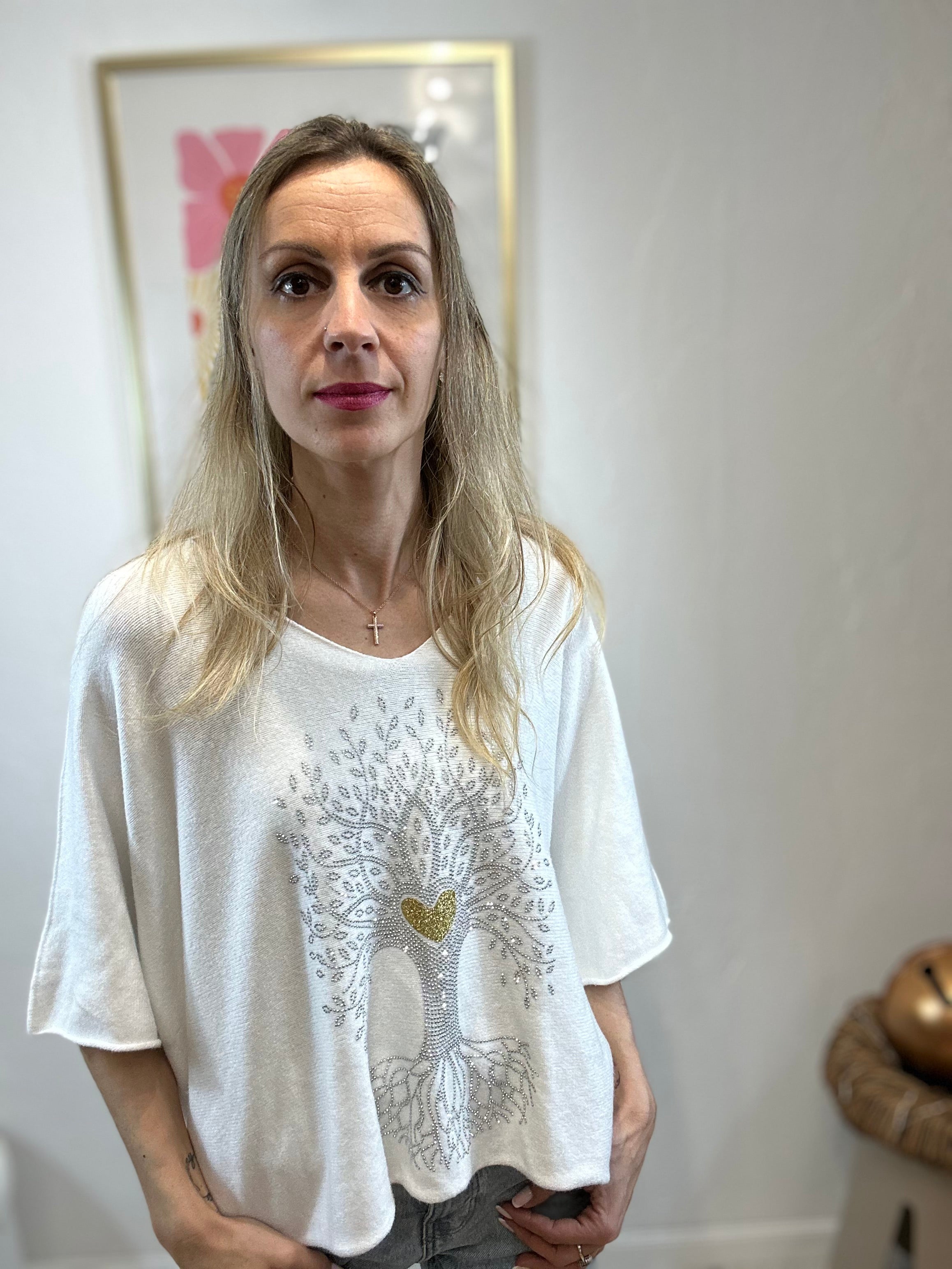PULL ARBRE DE VIE BLANC
