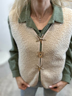GILET BROCHES BEIGE