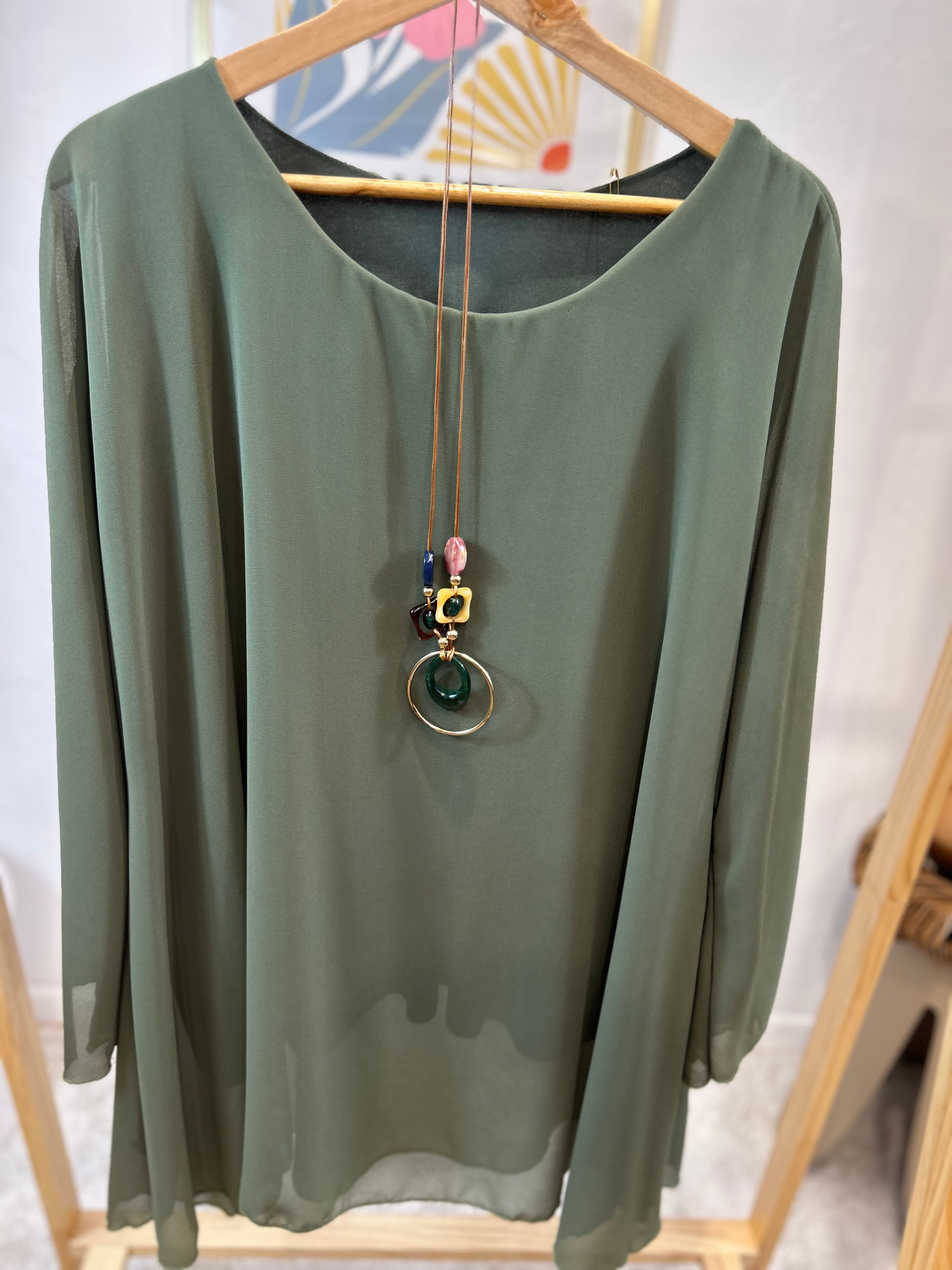 BLOUSE VICTORIA KAKI GRACIEUSES