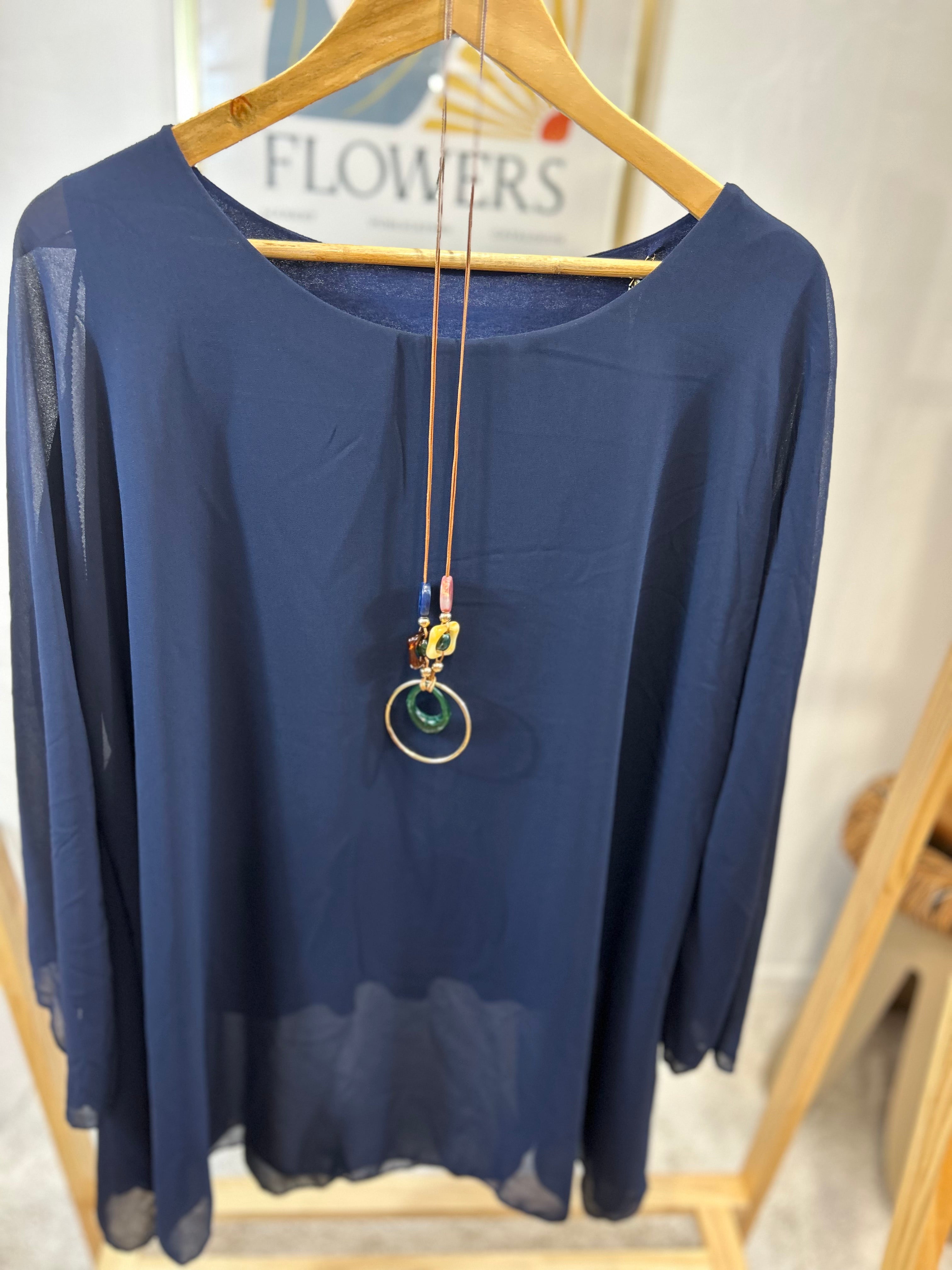 BLOUSE VICTORIA BLEU MARINE GRACIEUSES