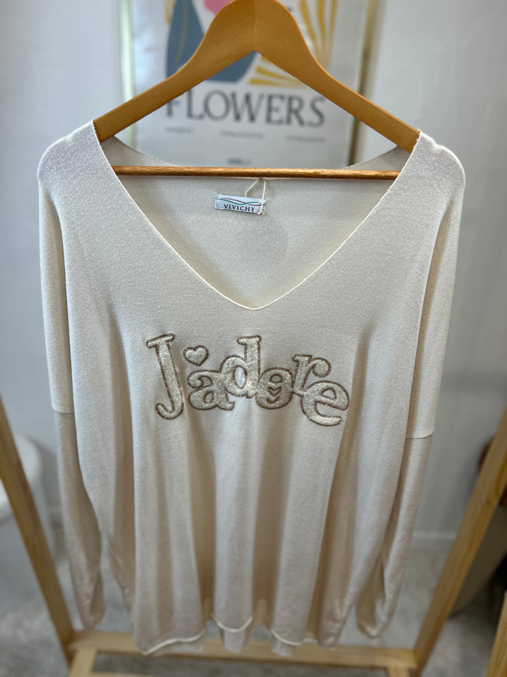 PULL "J'ADORE" ECRU GRACIEUSES