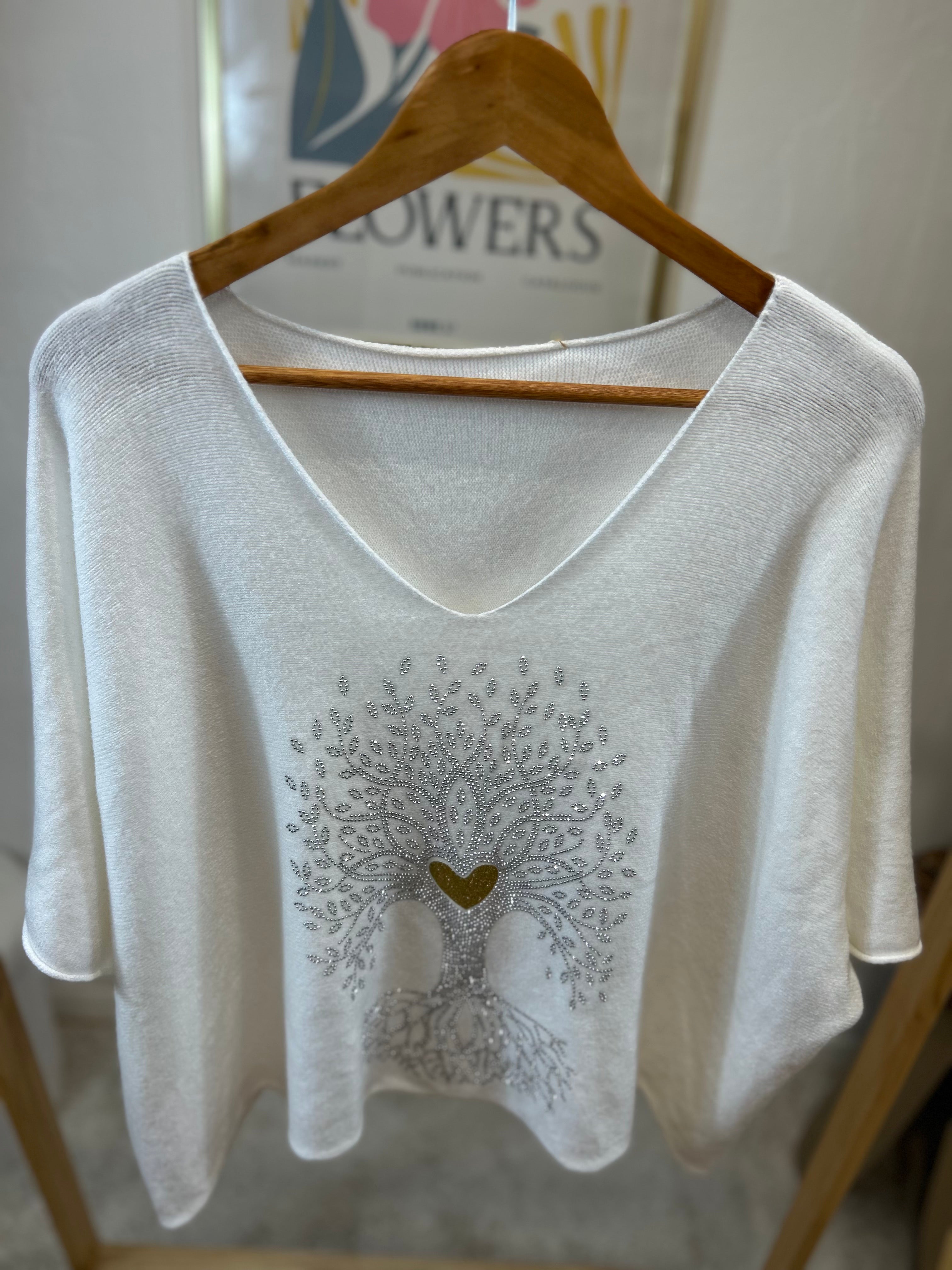 PULL ARBRE DE VIE BLANC