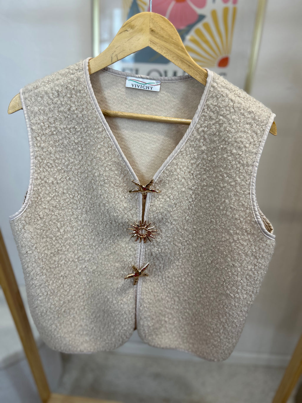GILET BROCHES BEIGE
