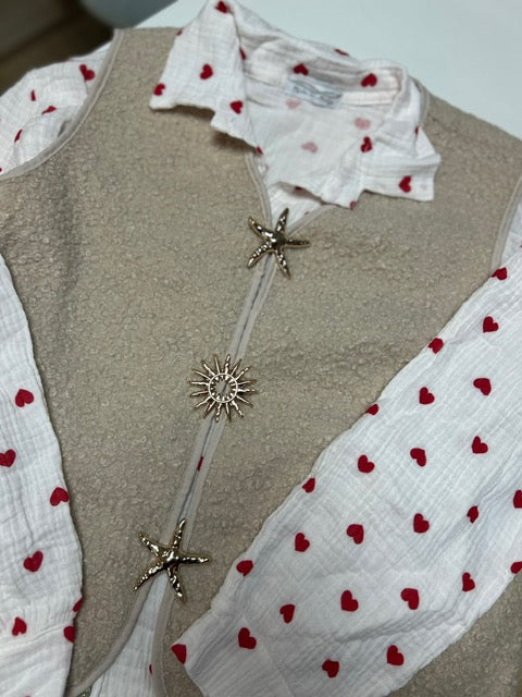 GILET BROCHES BEIGE GRACIEUSES