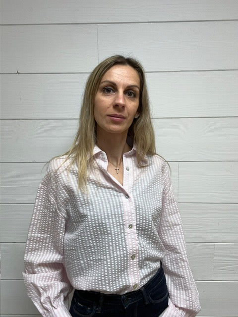 CHEMISE EVA RAYEE BLANC/ROSE