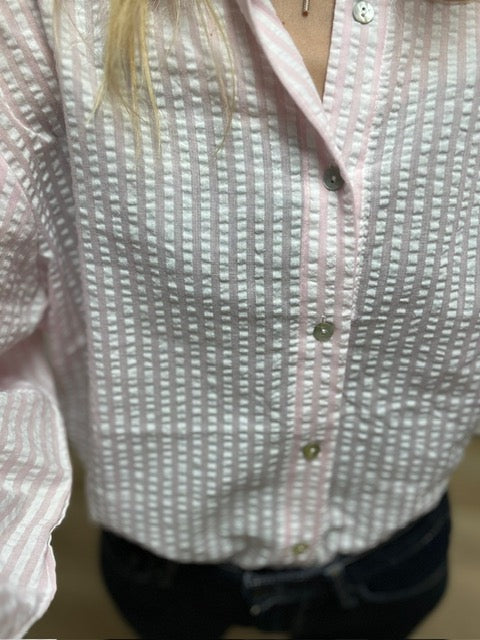CHEMISE EVA RAYEE BLANC/ROSE