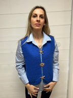 GILET BROCHES BLEU ROI